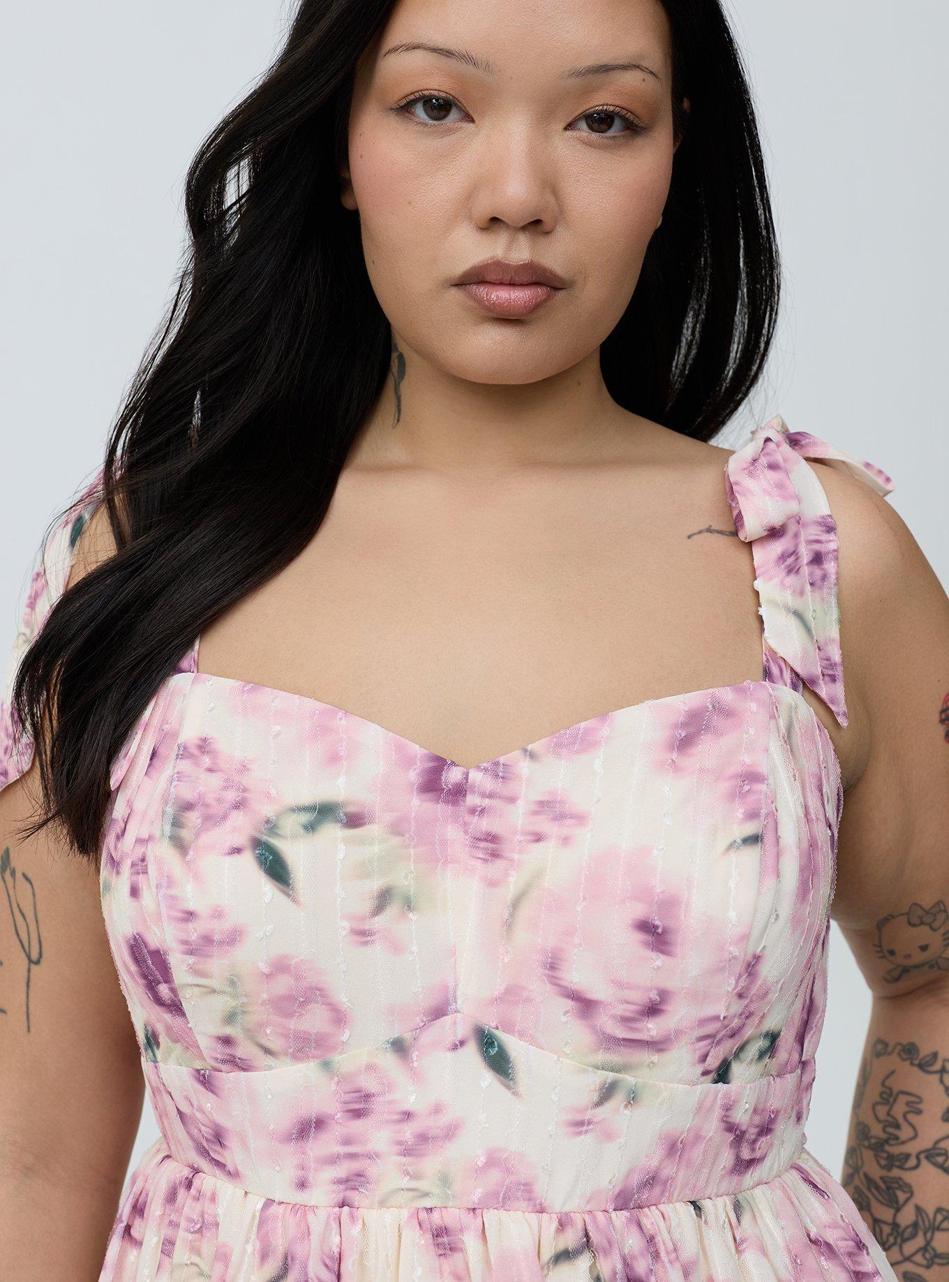 Sweetheart Tiered Midi Dress, FLASHED ROSES FLORAL CREAM, alternate