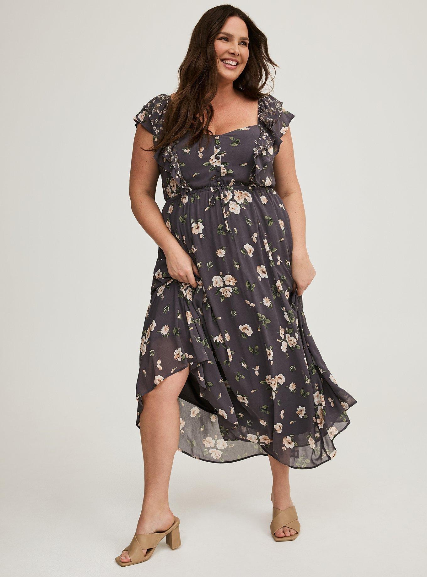 torrid floral chiffon dress Plus Size - Ruffle Chiffon Maxi Dress
