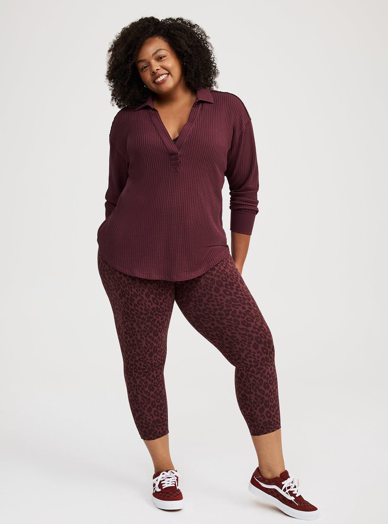 Waffle Collared Drop Shoulder Top