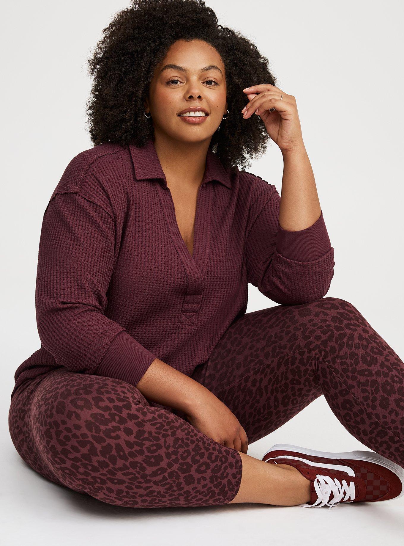 Waffle Collared Drop Shoulder Top