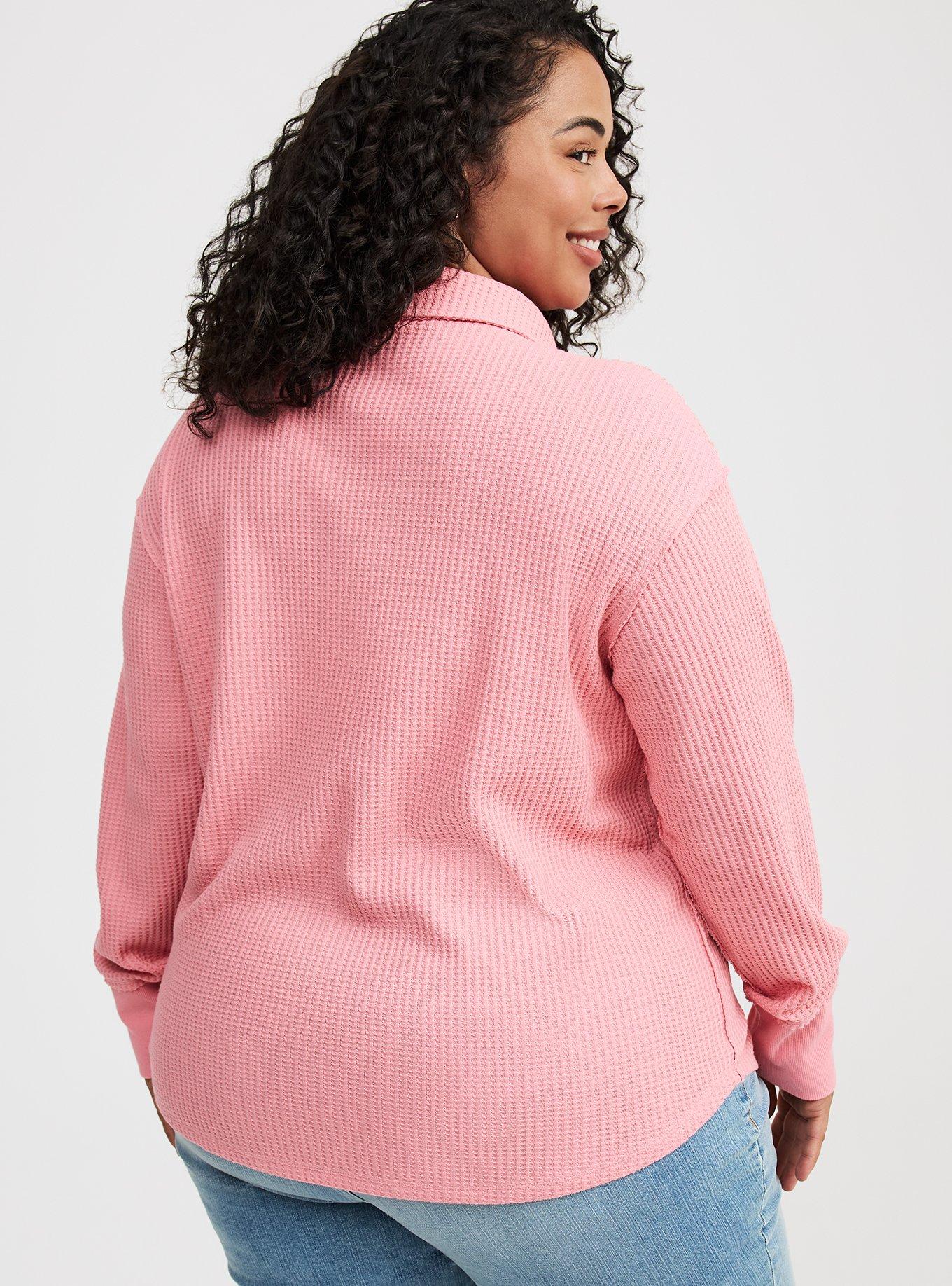 Waffle Collared Drop Shoulder Top