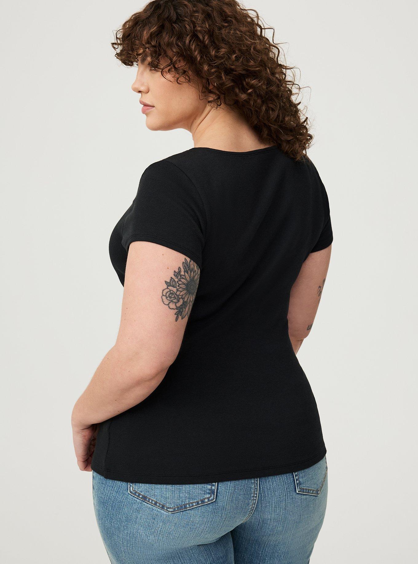 Rib Cinched V-Neck Tee