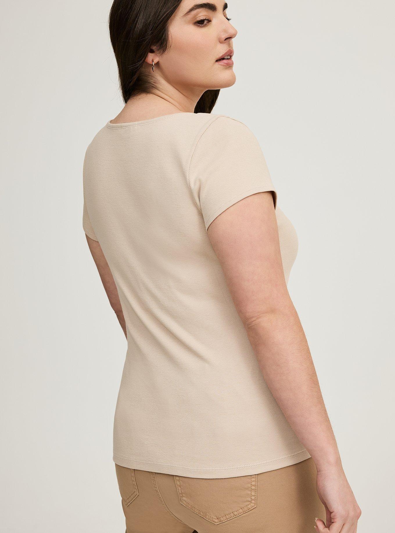 Rib Cinched V-Neck Tee