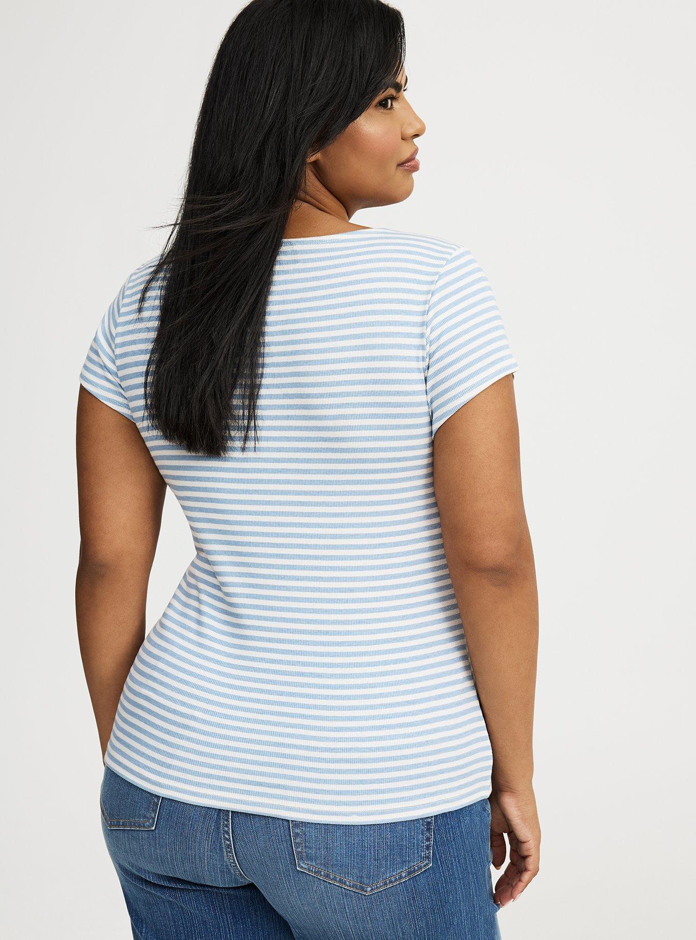 Rib Cinched V-Neck Tee