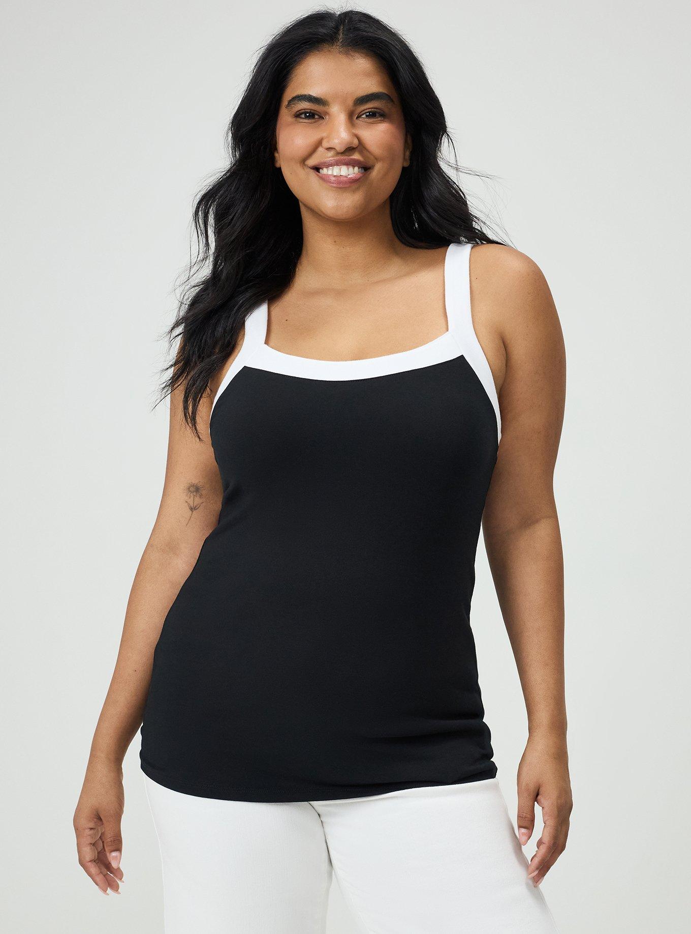 Foxy Wide Strap Tank, DEEP BLACK, hi-res