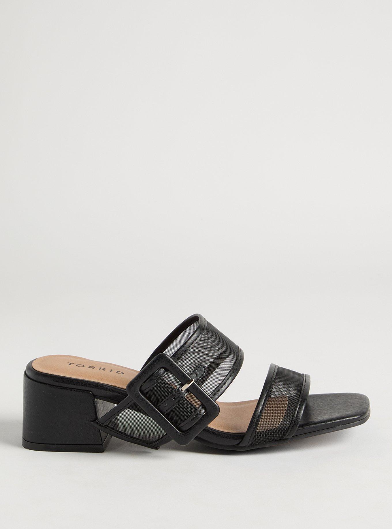 Mesh Buckle Double Band Block Heel (WW)