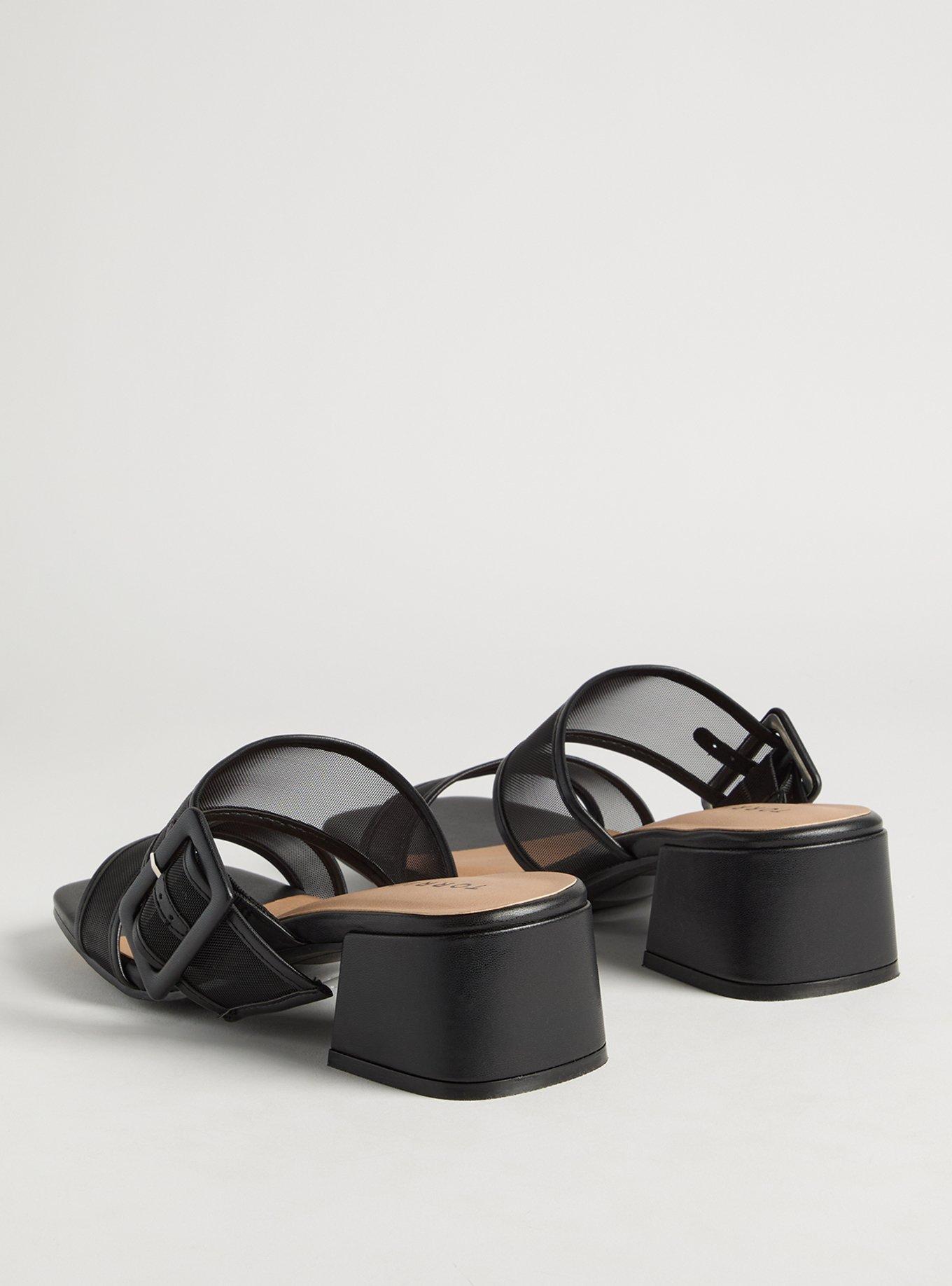 Mesh Buckle Double Band Block Heel (WW)