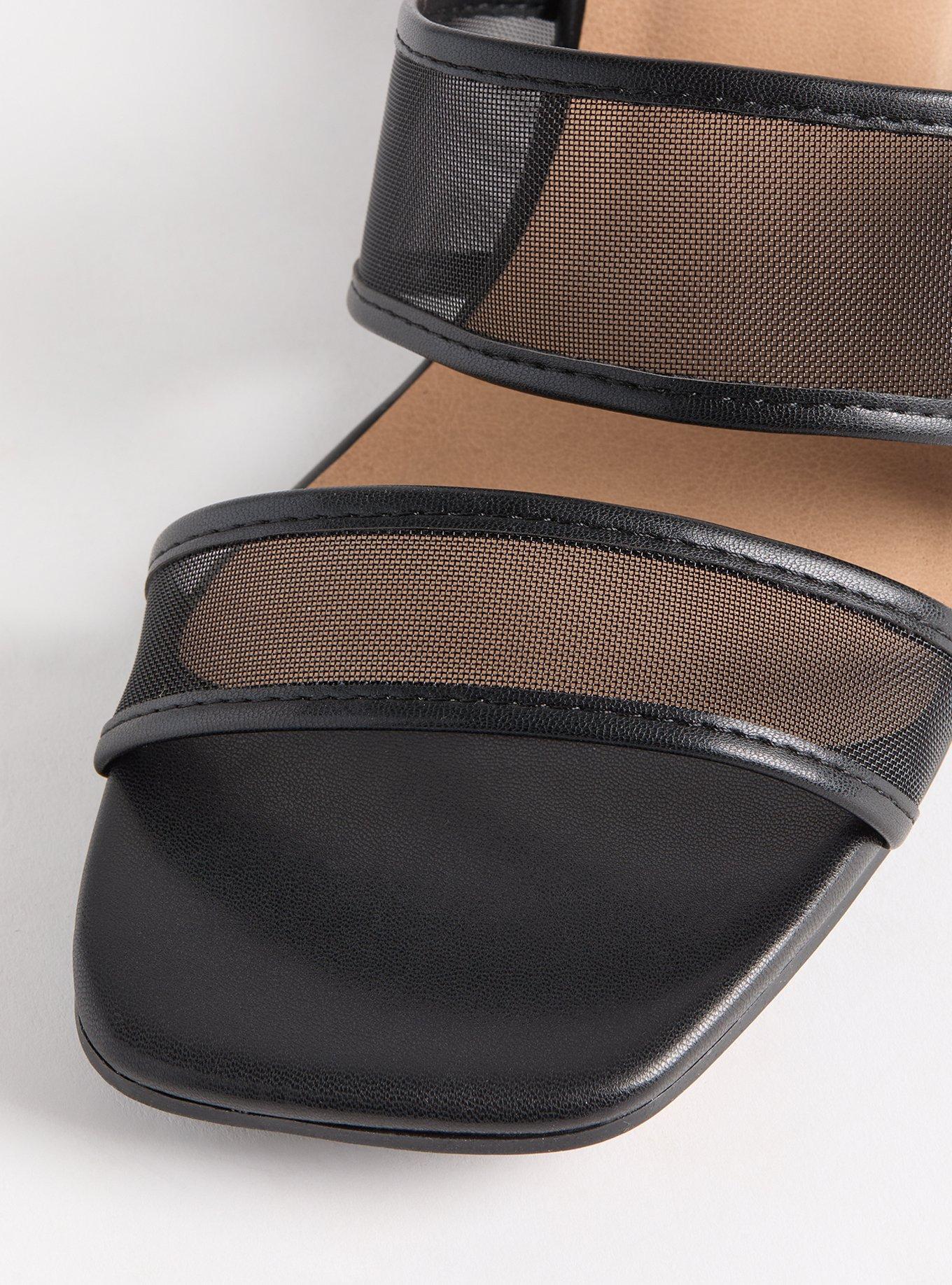 Mesh Buckle Double Band Block Heel (WW)