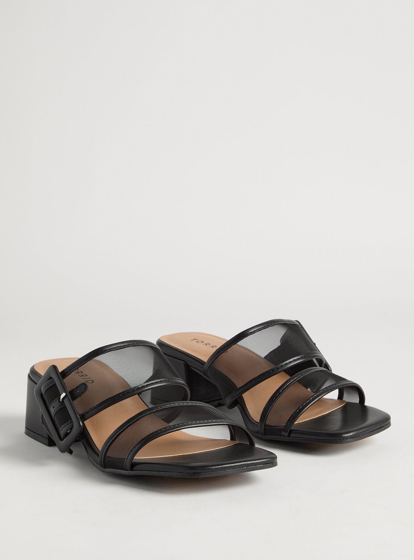 Mesh Buckle Double Band Block Heel (WW)