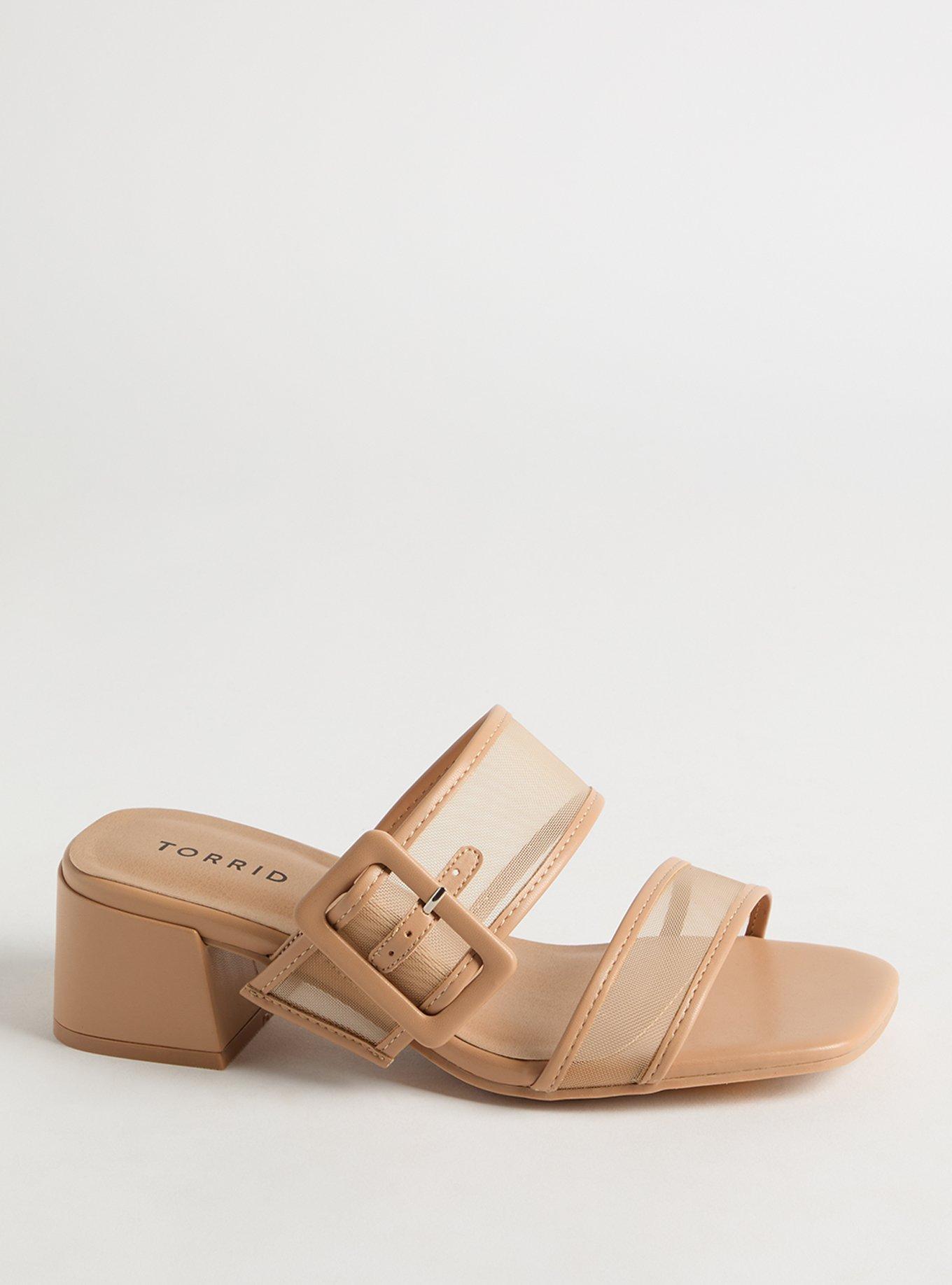 Mesh Buckle Double Band Block Heel (WW)