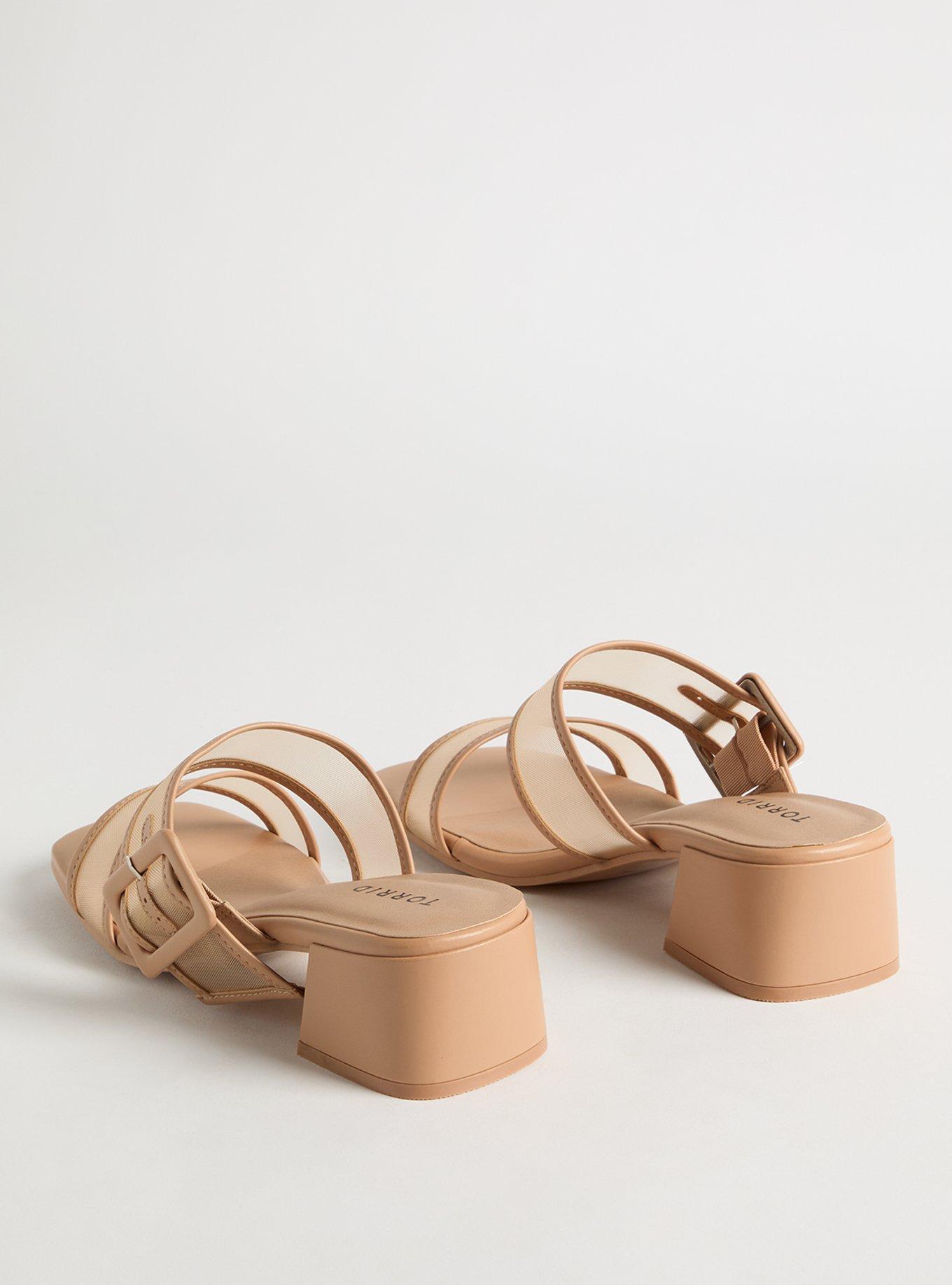 Mesh Buckle Double Band Block Heel (WW)