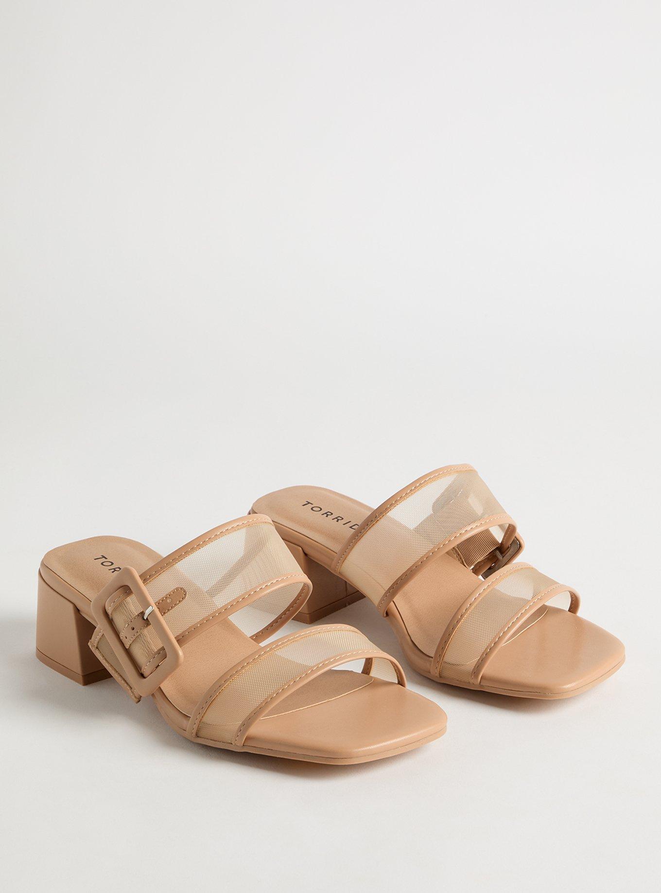 Mesh Buckle Double Band Block Heel (WW)