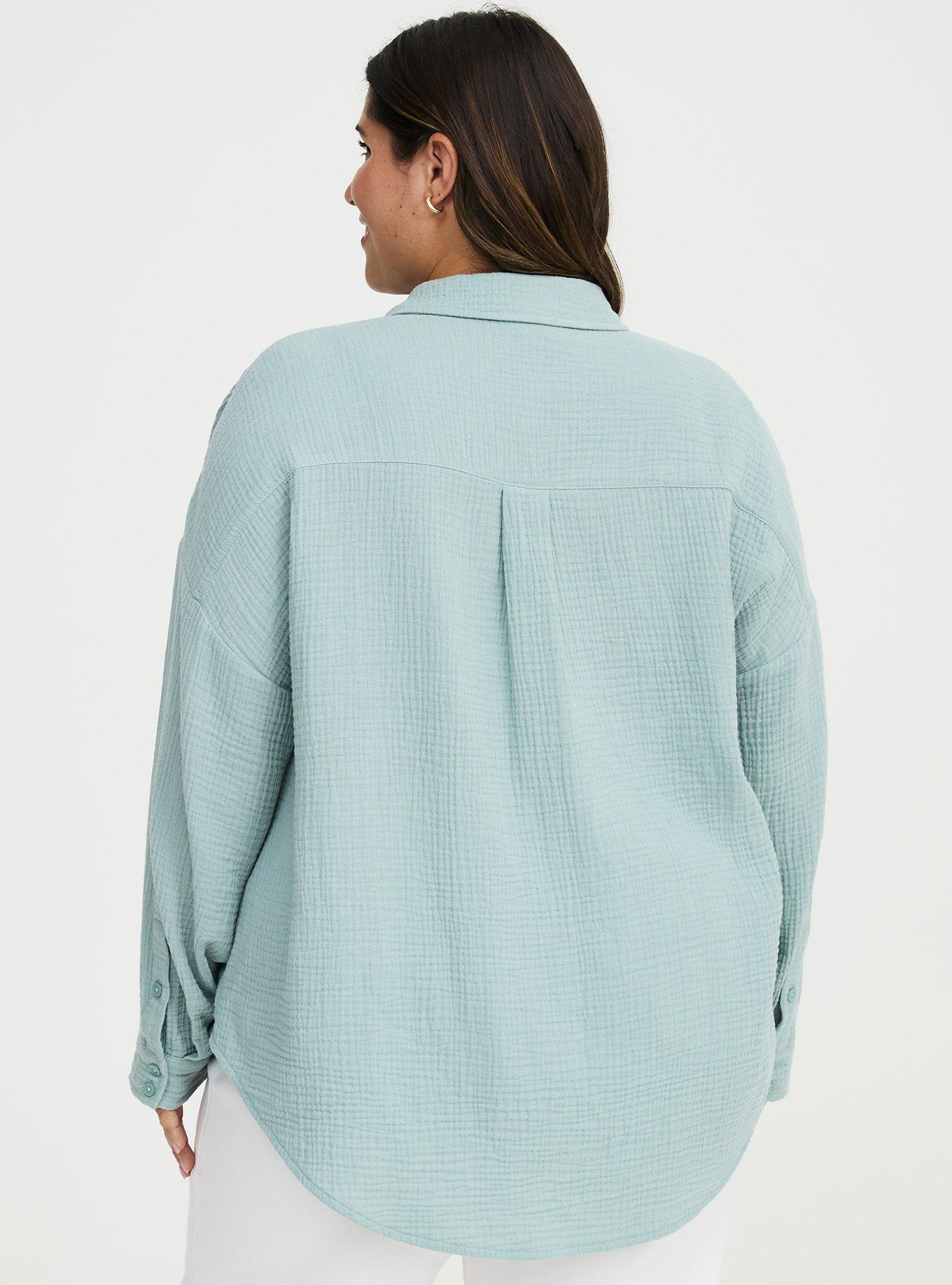 Cotton Gauze Drop Shoulder Shirt, GRAY MIST, alternate