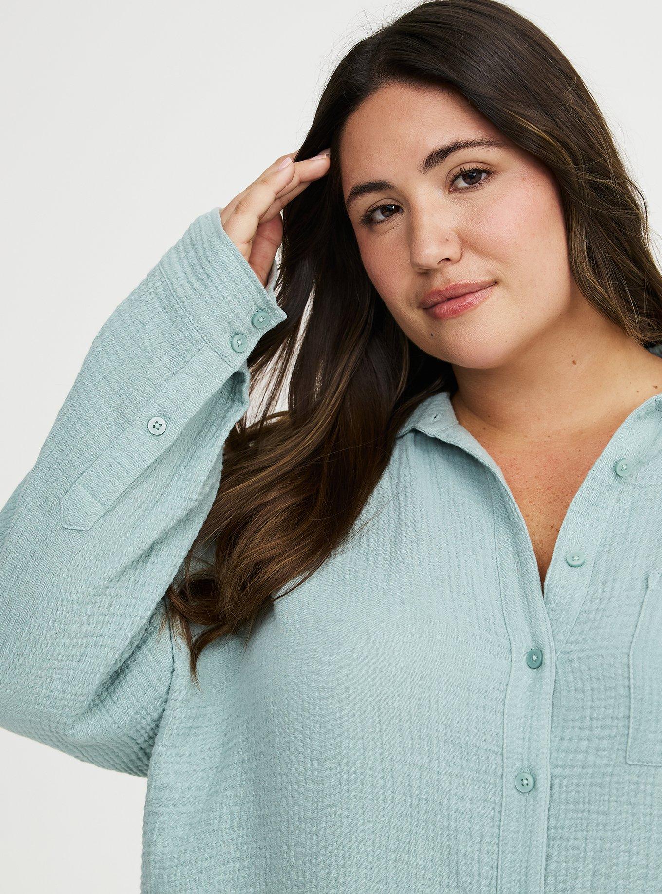 Cotton Gauze Drop Shoulder Shirt, GRAY MIST, alternate