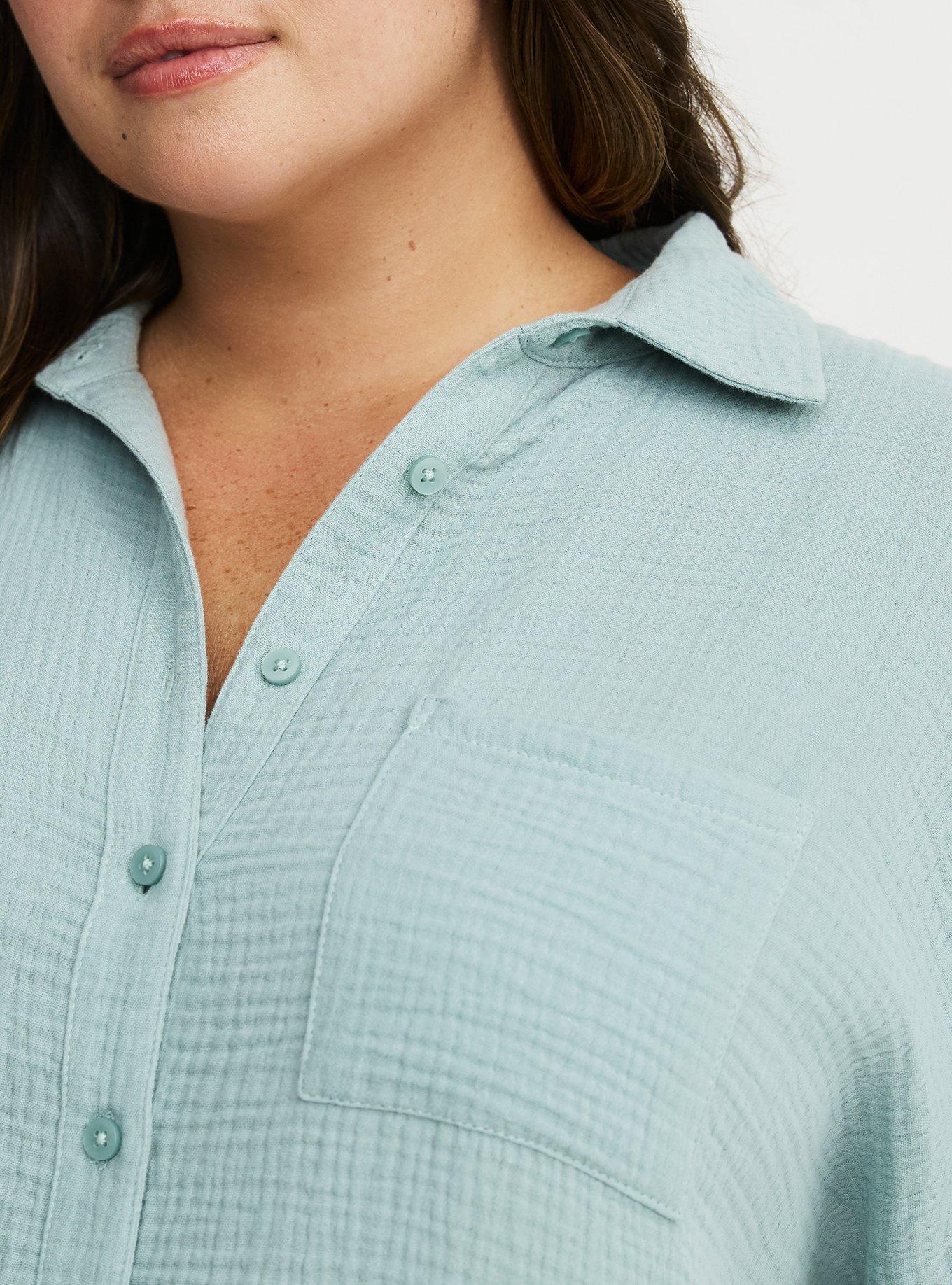 Cotton Gauze Drop Shoulder Shirt, GRAY MIST, alternate