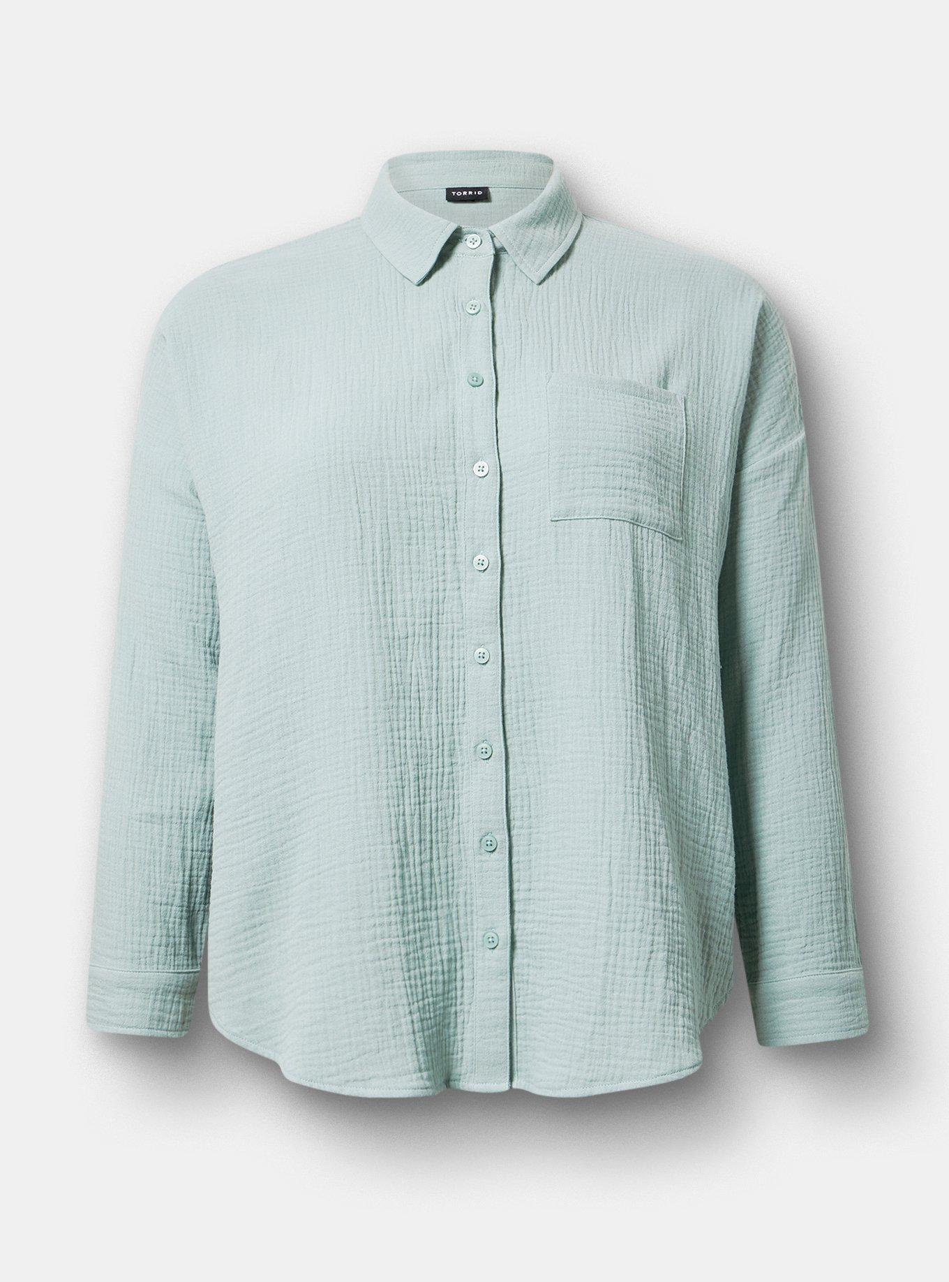 Cotton Gauze Drop Shoulder Shirt, GRAY MIST, hi-res