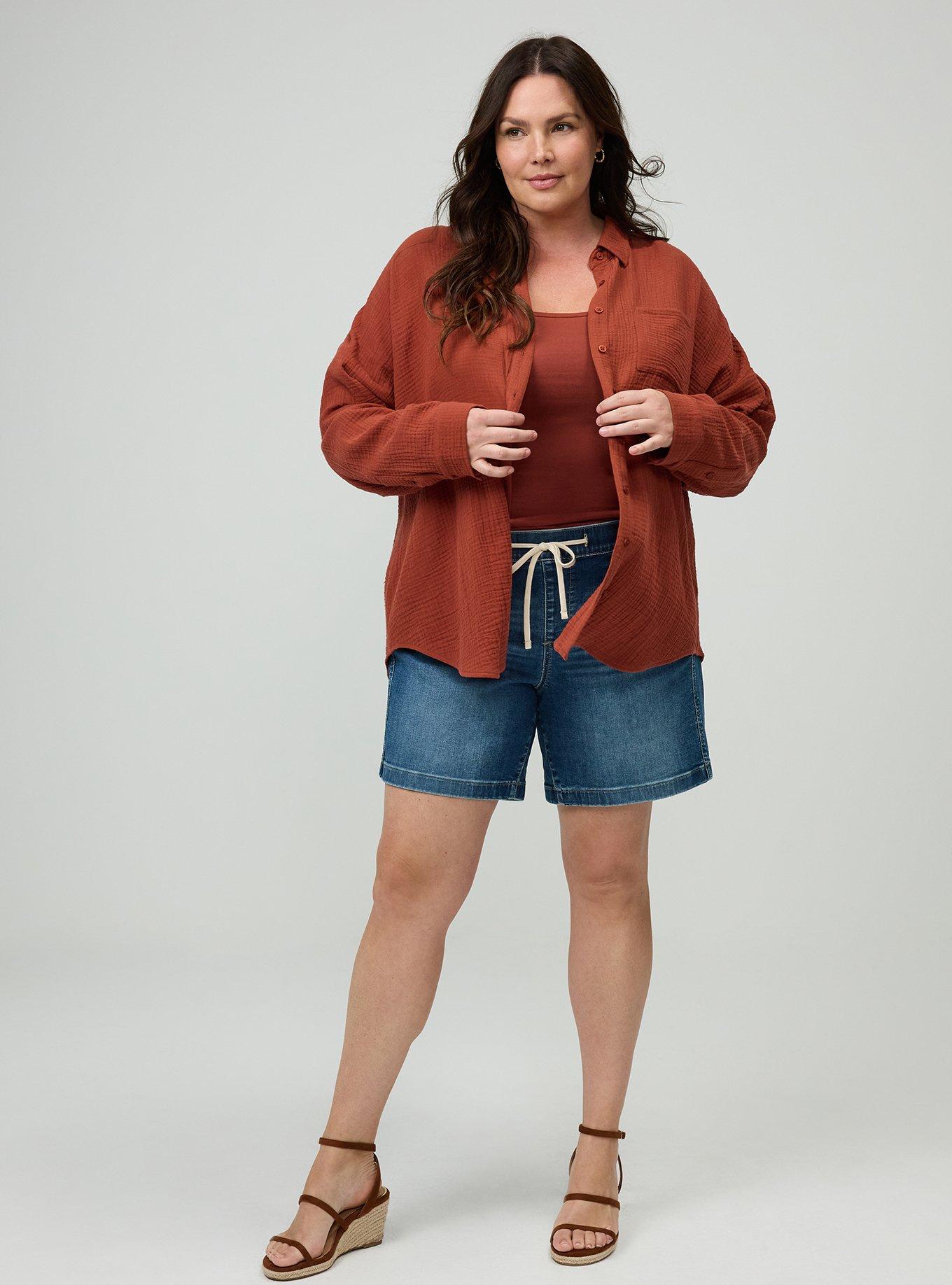 Cotton Gauze Drop Shoulder Button Down Shirt, ROASTED RUSSET, alternate