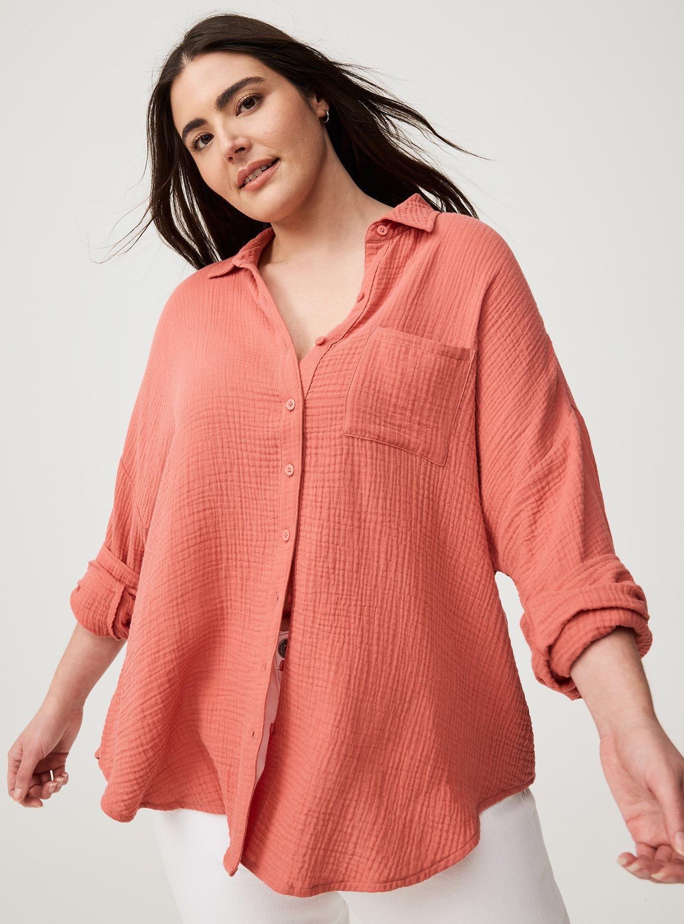 Drop Shoulder Button Down Shirt