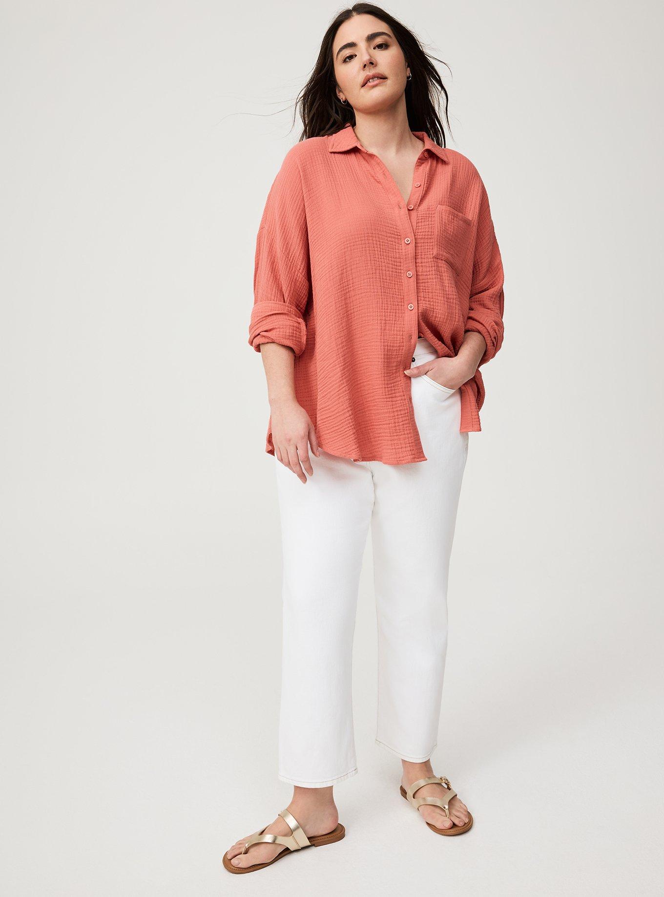 Drop Shoulder Button Down Shirt