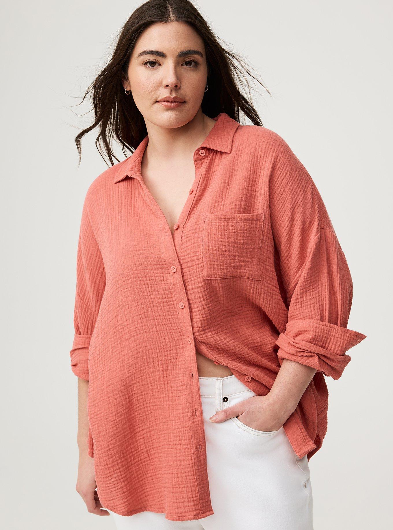 Drop Shoulder Button Down Shirt