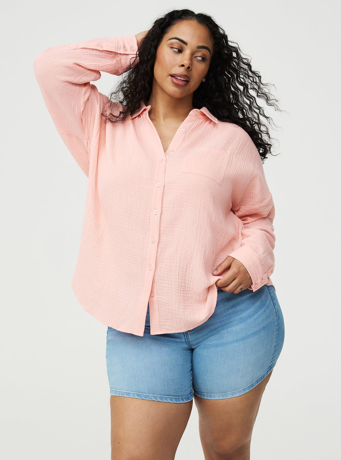 Cotton Gauze Drop Shoulder Shirt, BLOSSOM, alternate