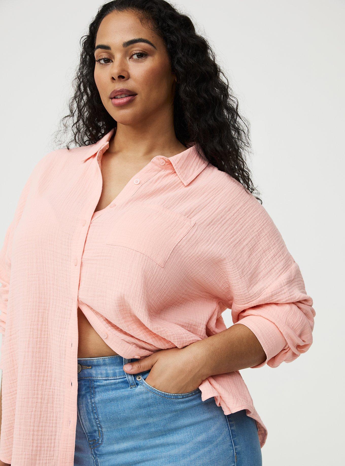 Cotton Gauze Drop Shoulder Shirt, BLOSSOM, alternate