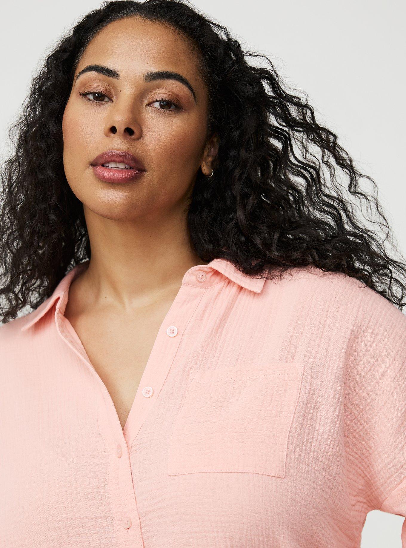 Cotton Gauze Drop Shoulder Shirt, BLOSSOM, alternate