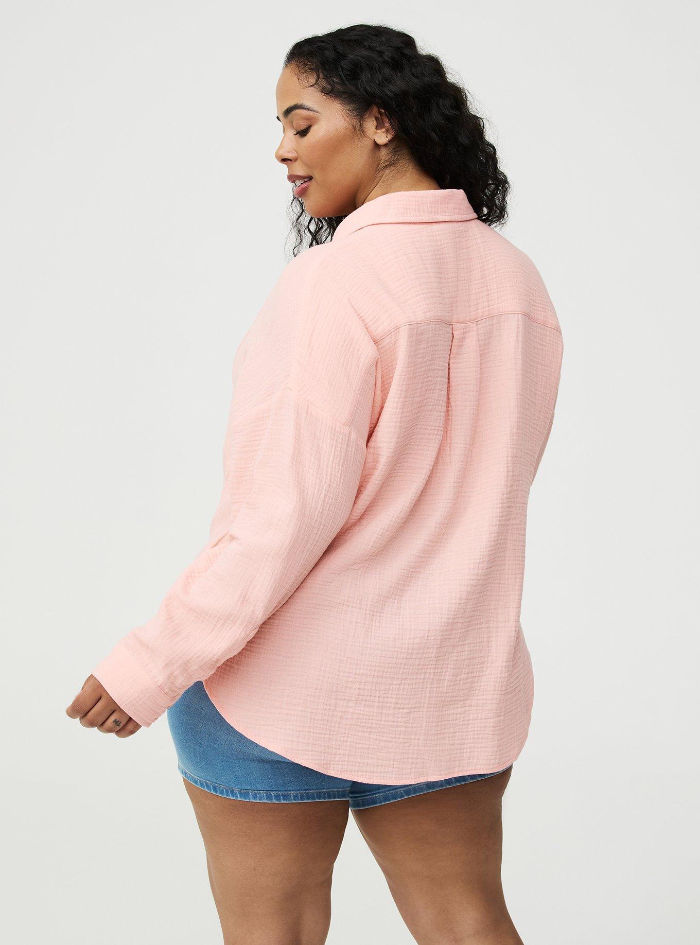 Cotton Gauze Drop Shoulder Shirt, BLOSSOM, alternate