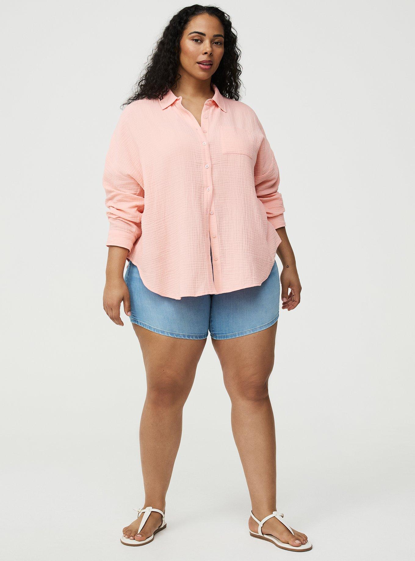 Cotton Gauze Drop Shoulder Shirt, BLOSSOM, hi-res