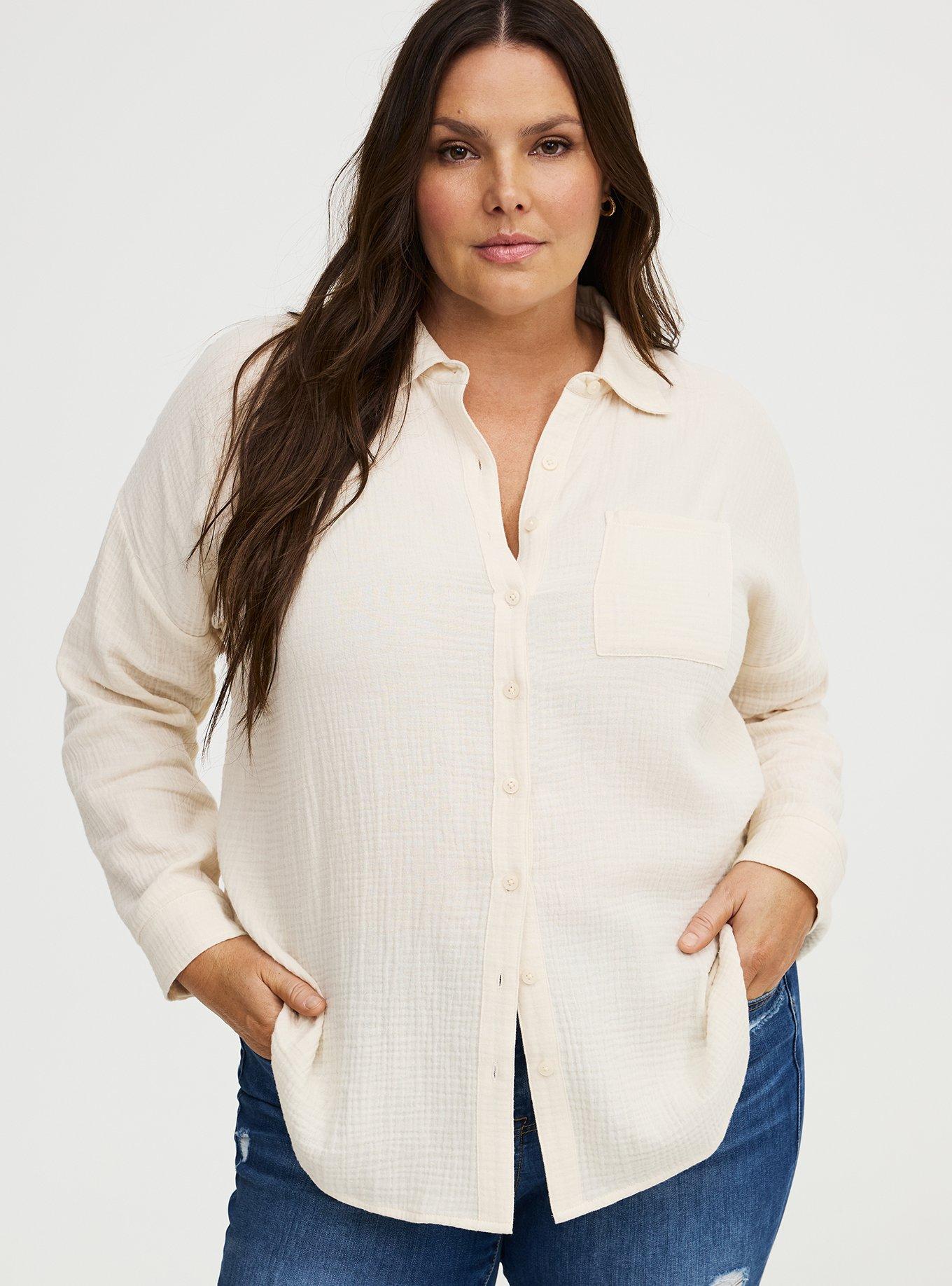 Cotton Gauze Drop Shoulder Shirt, WHITE SWAN, hi-res