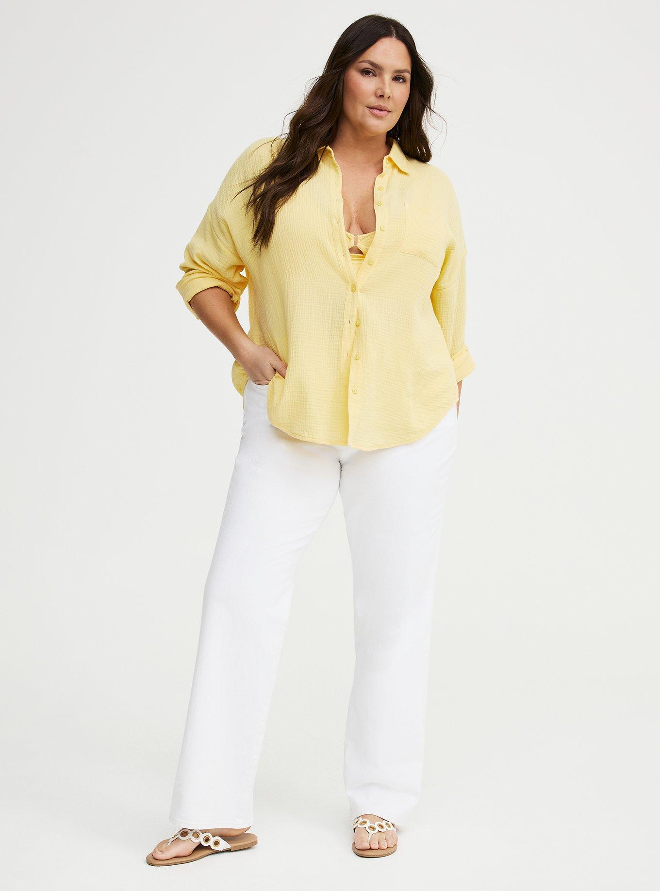 Cotton Gauze Drop Shoulder Shirt, GOLDEN HAZE, alternate