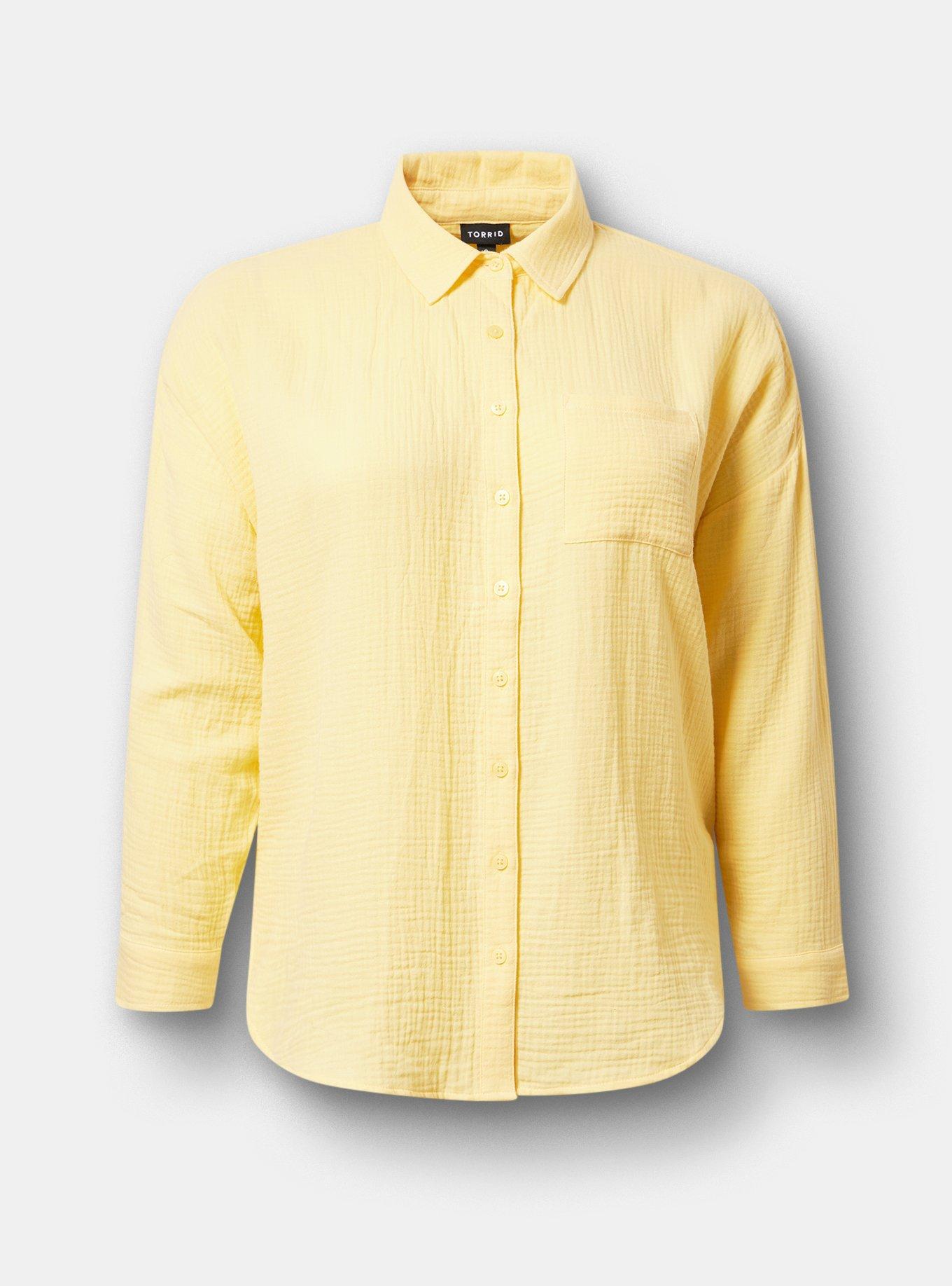 Cotton Gauze Drop Shoulder Shirt, GOLDEN HAZE, hi-res