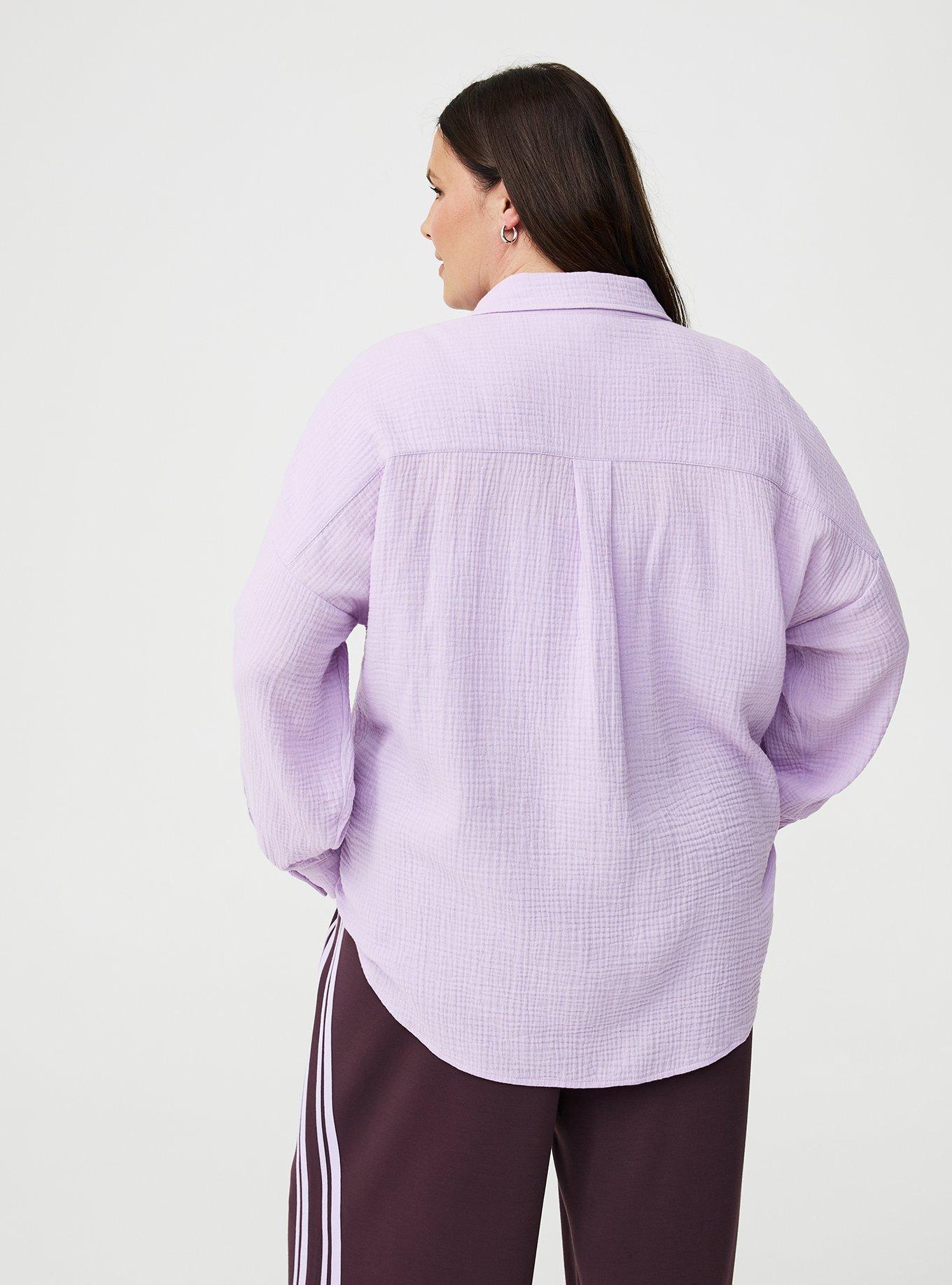 Cotton Gauze Drop Shoulder Shirt, ENGLISH HYACINTH, alternate