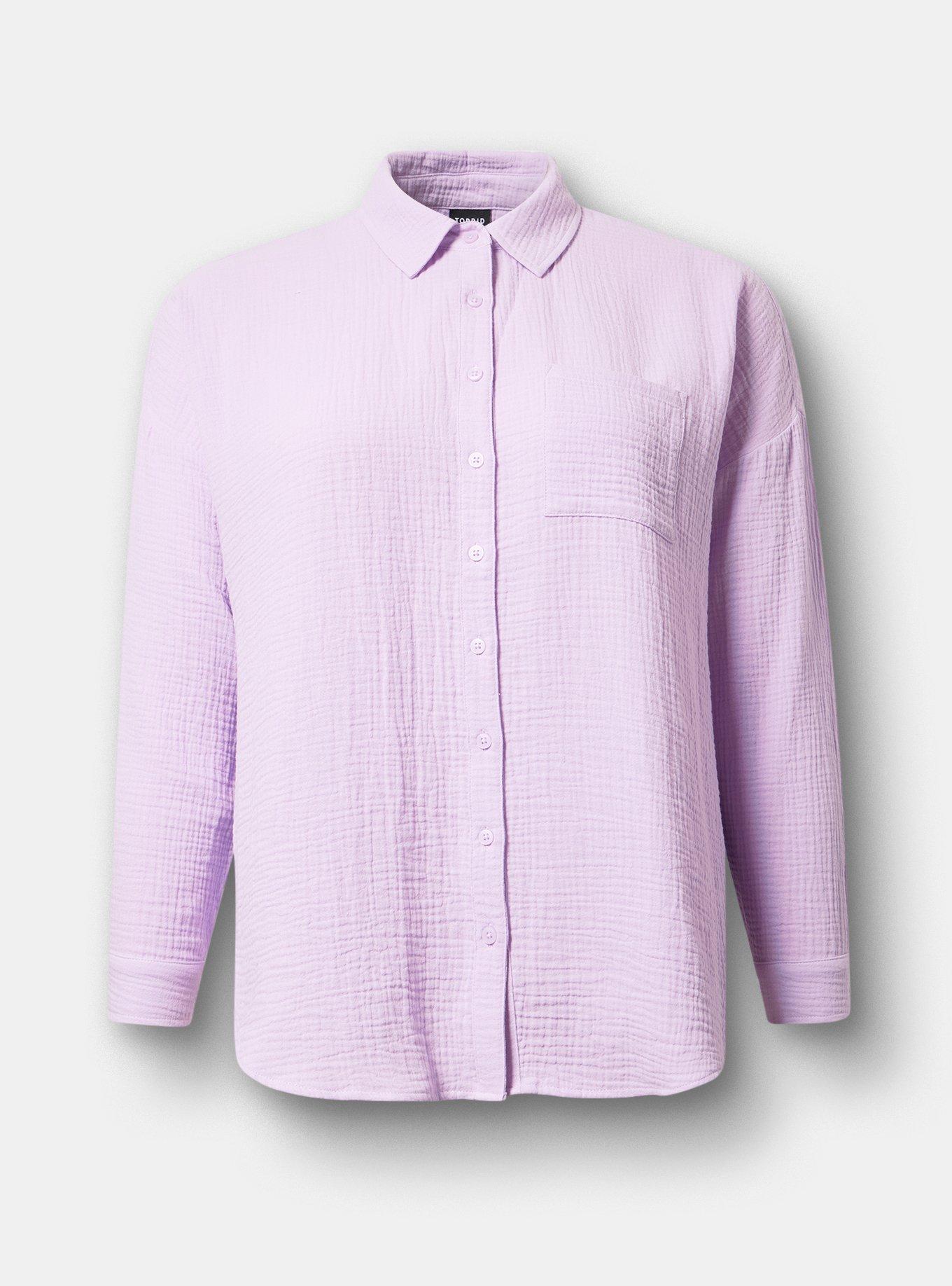 Cotton Gauze Drop Shoulder Shirt, ENGLISH HYACINTH, hi-res