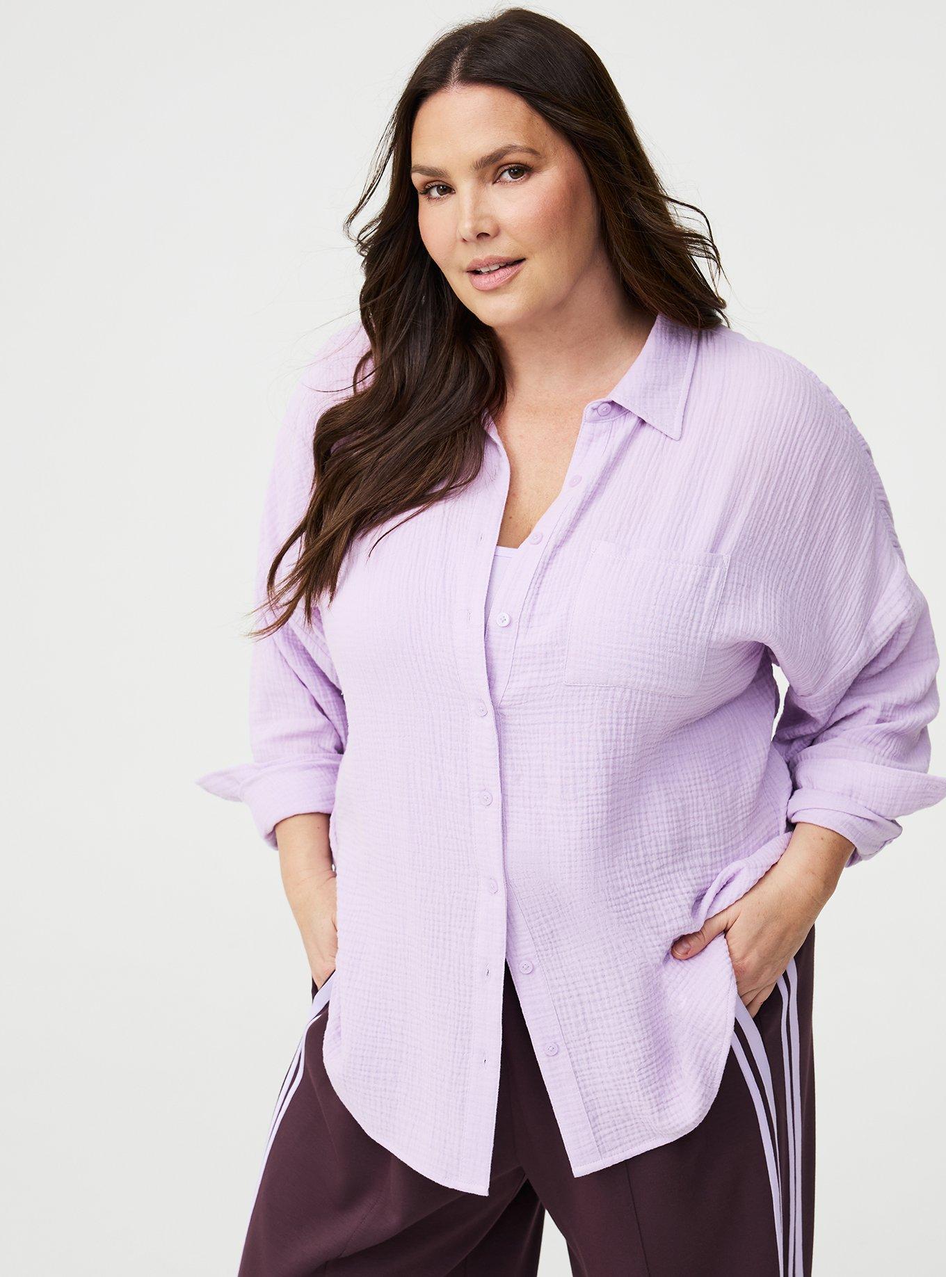 Cotton Gauze Drop Shoulder Shirt, ENGLISH HYACINTH, hi-res