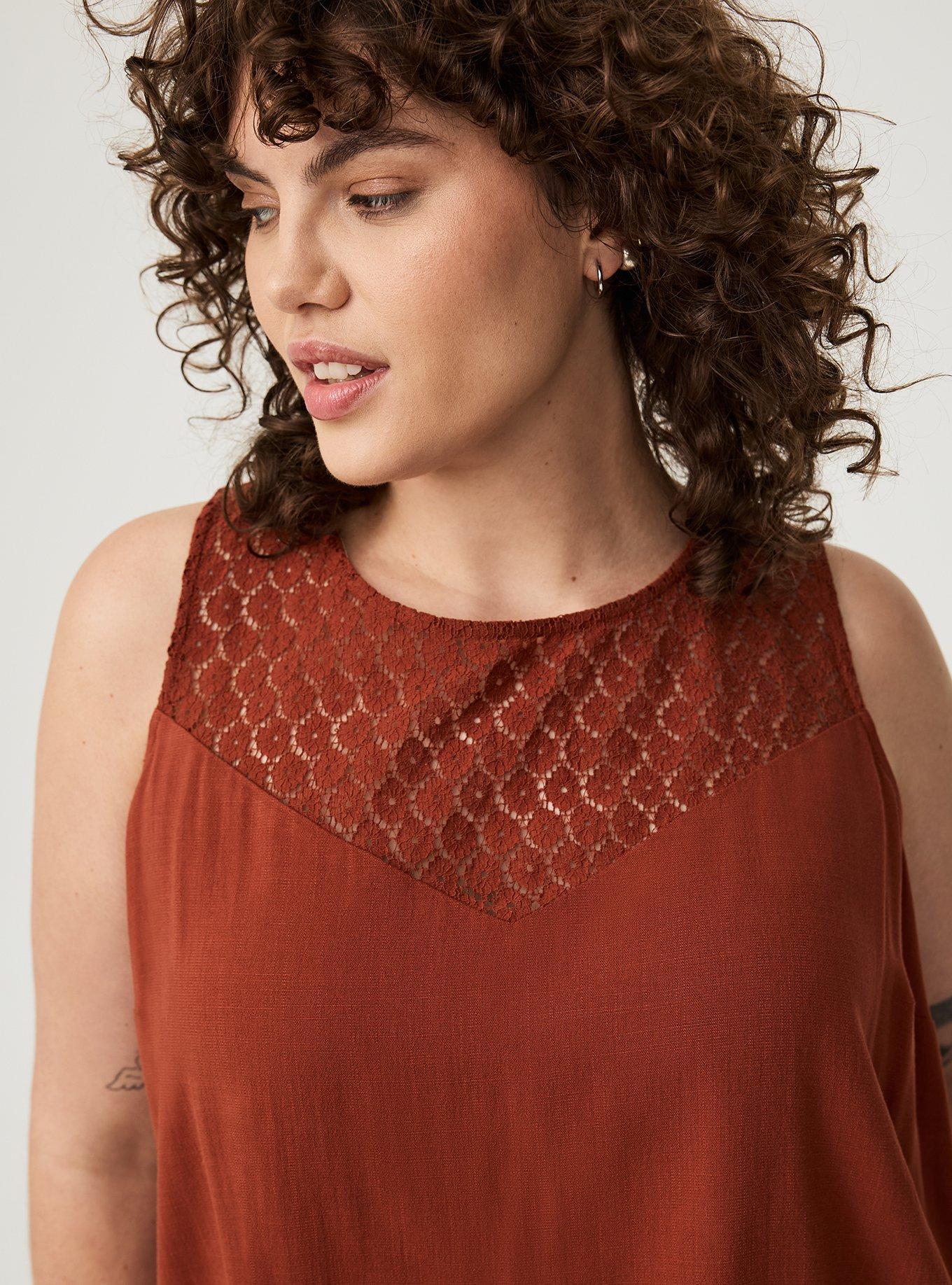 Lace Yoke Smocked Top