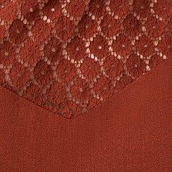 Plus Size Lace Yoke Smocked Top, ROASTED RUSSET, swatch