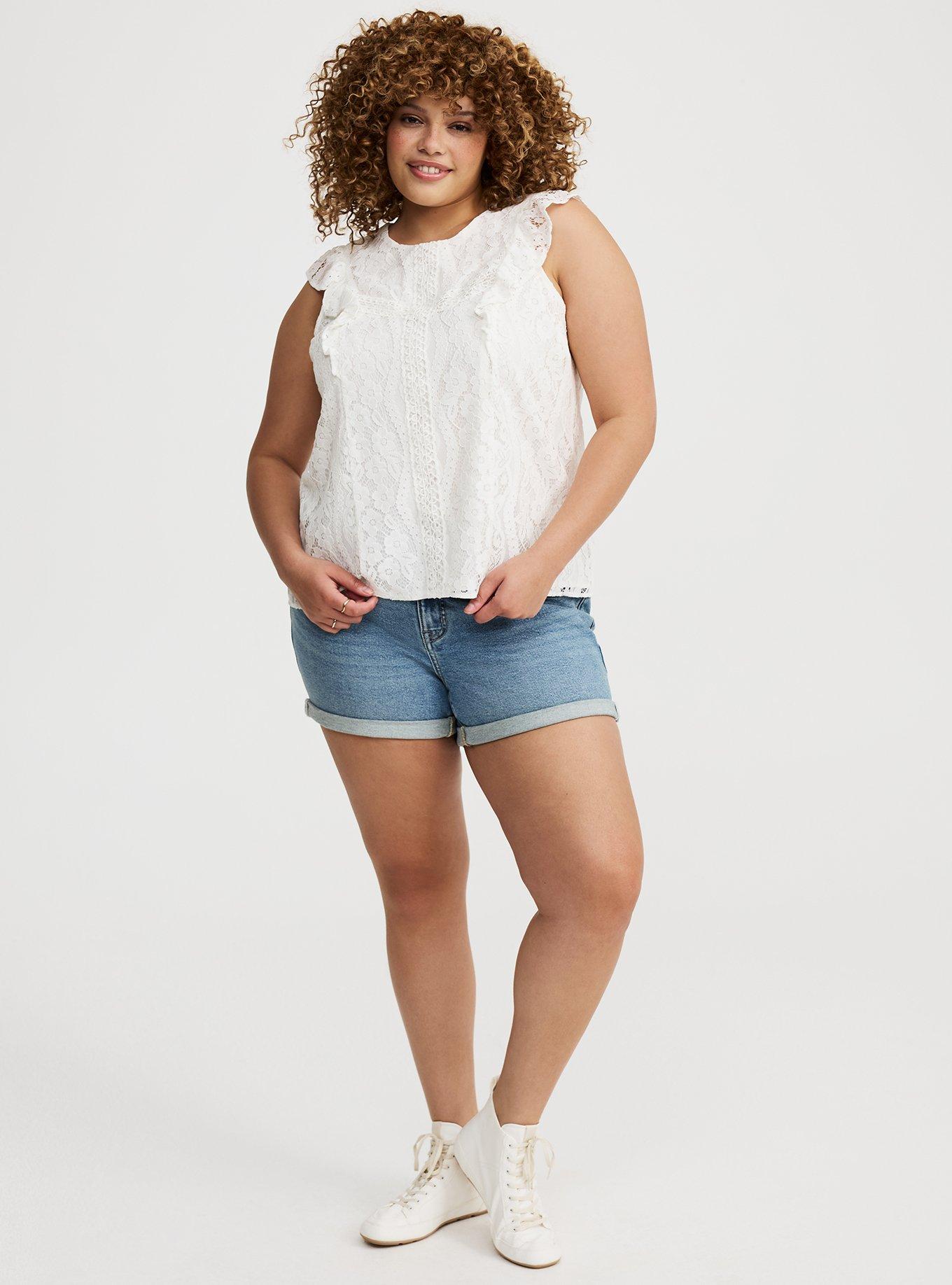 High Neck Lace Trim Top
