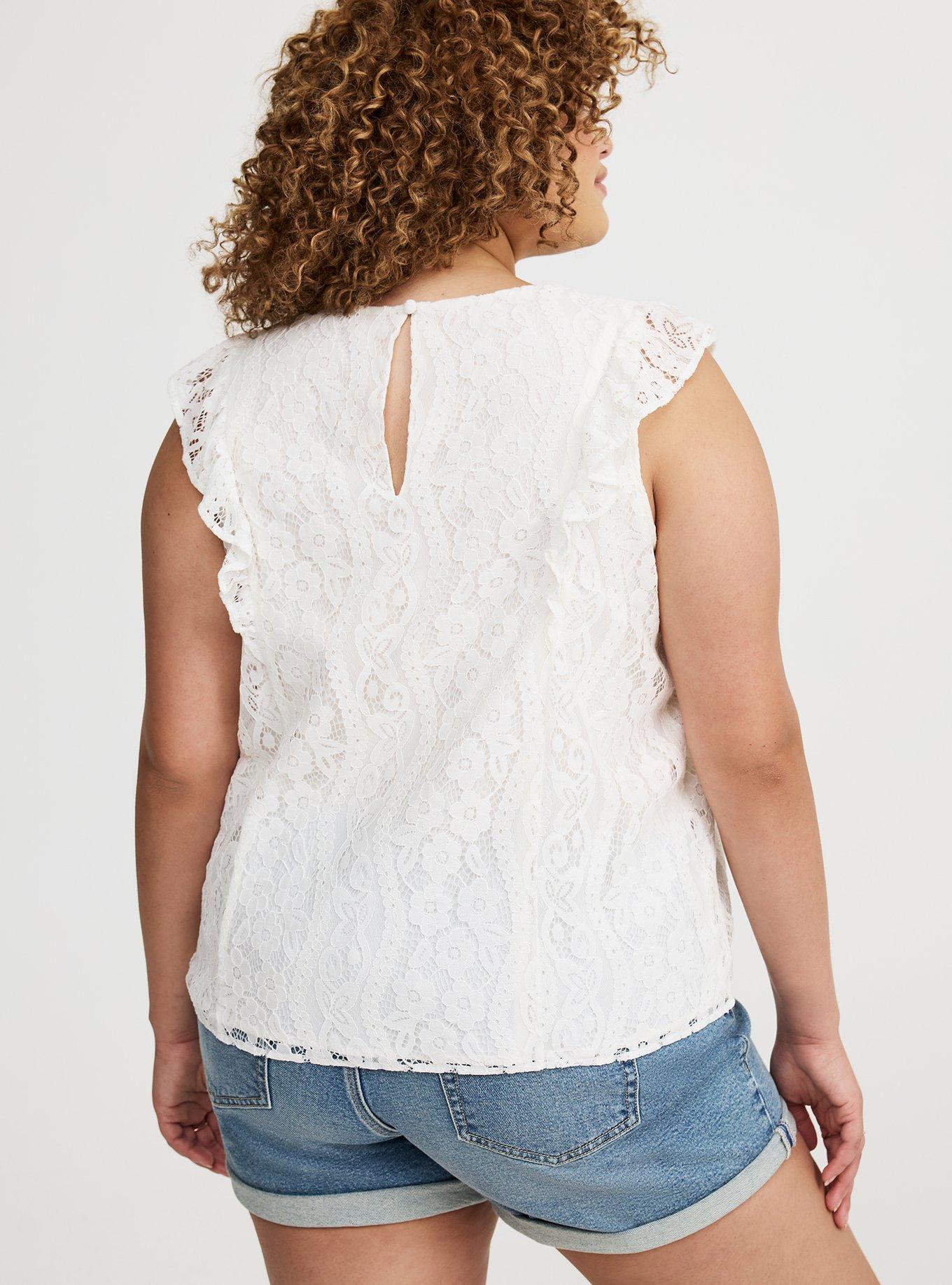 High Neck Lace Trim Top