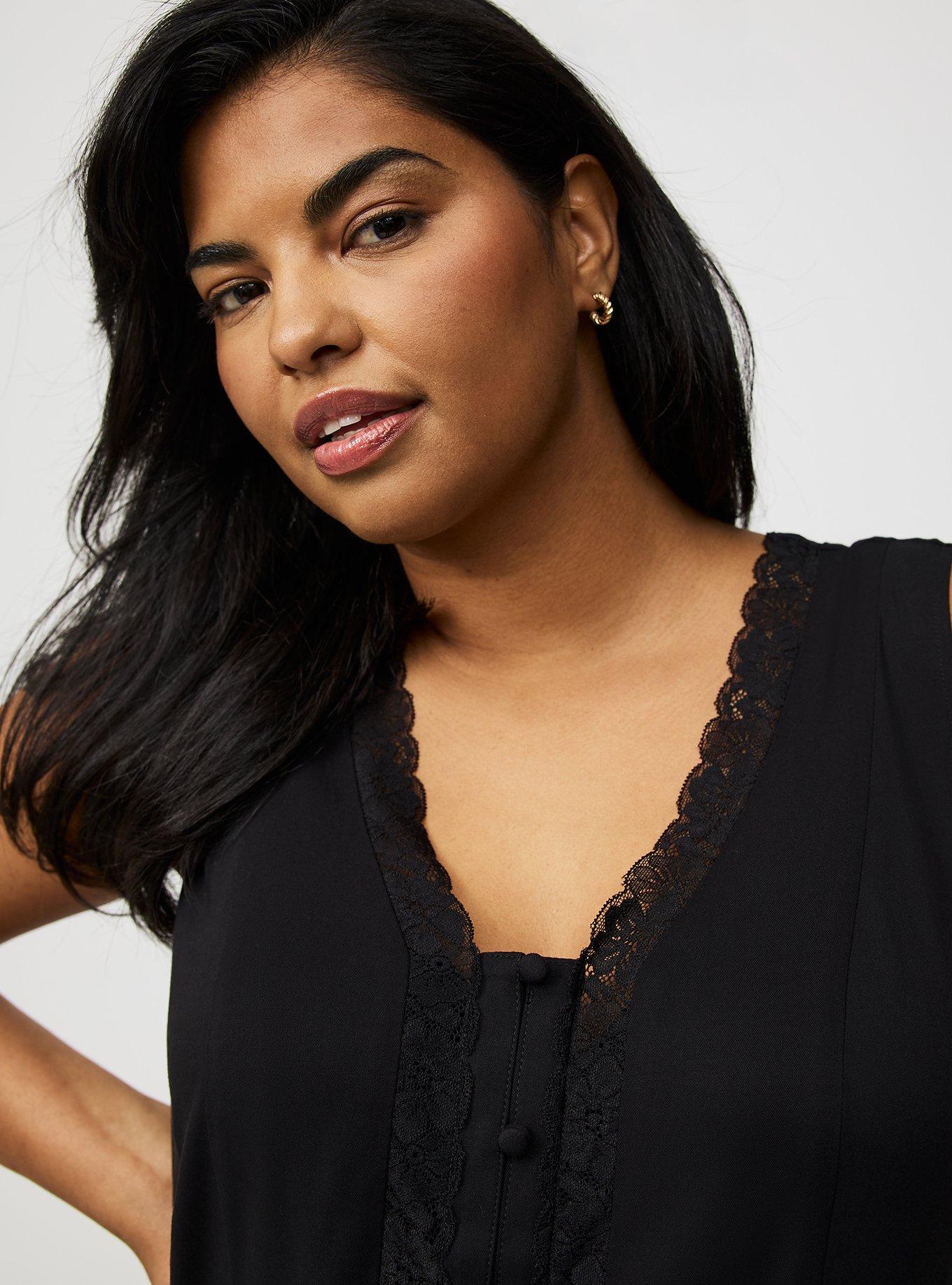 Stretch Challis Button Front Top