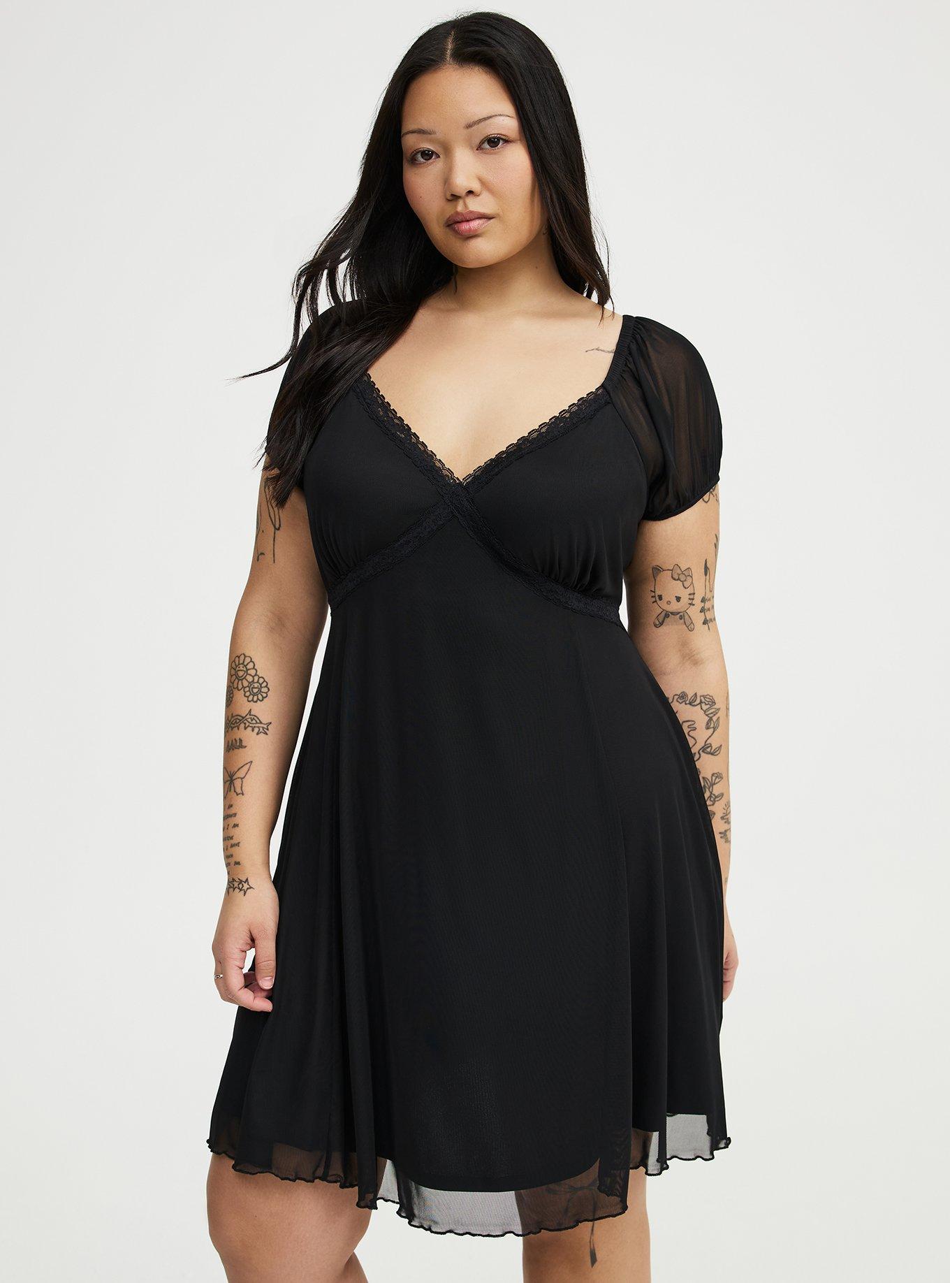 Mesh Mini Dress, DEEP BLACK, alternate