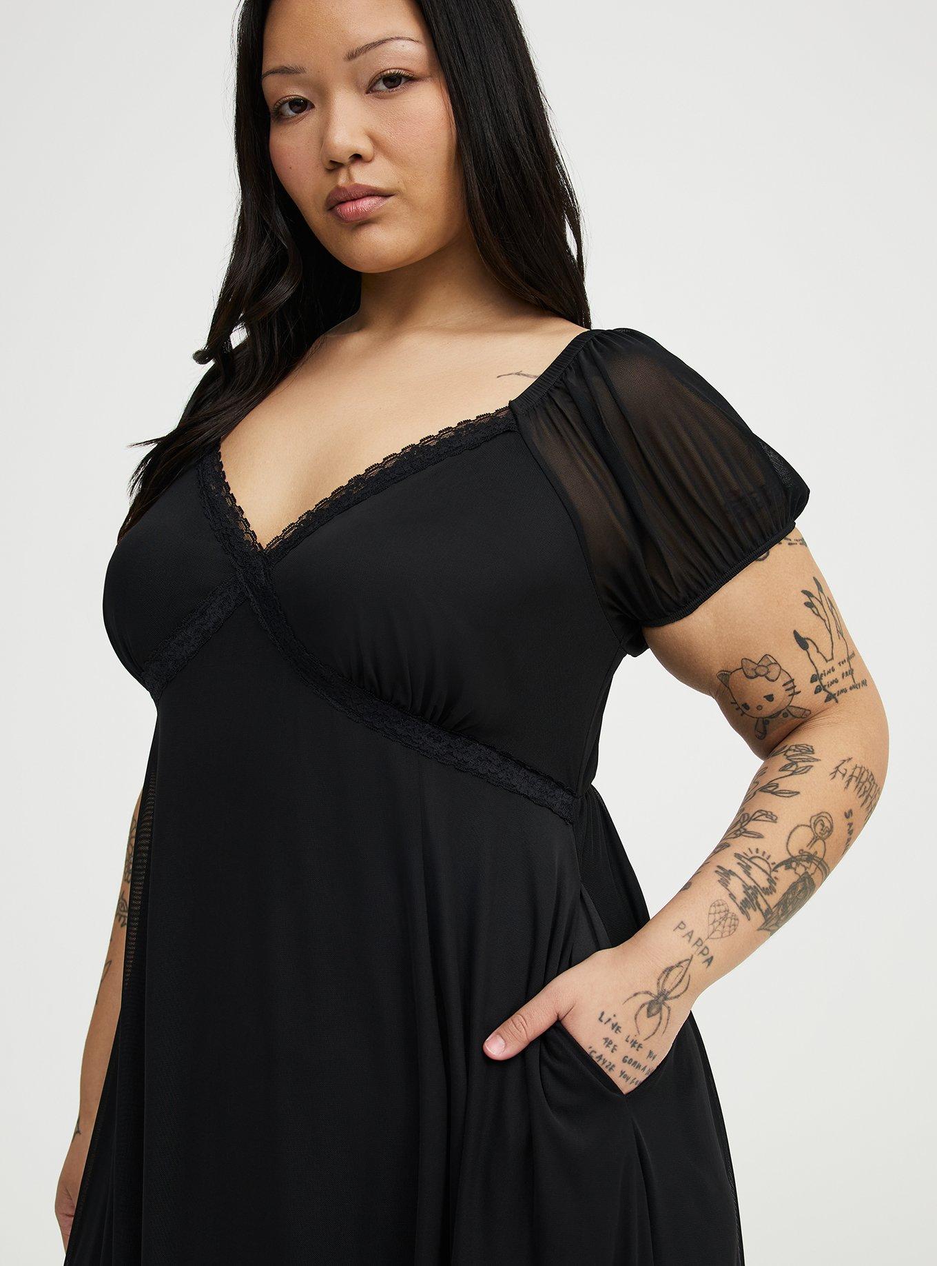 Mesh Mini Dress, DEEP BLACK, alternate