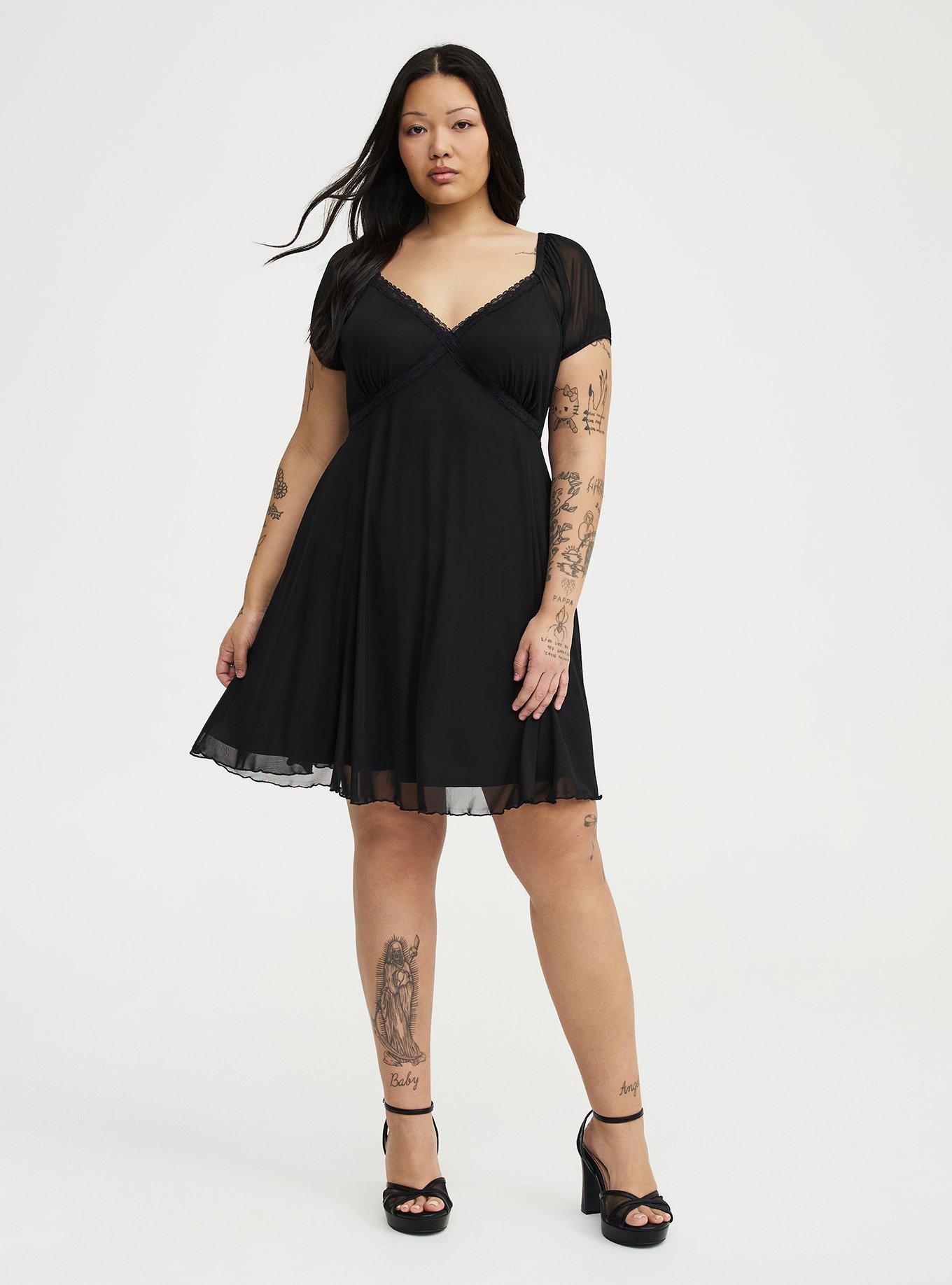 Mesh Mini Dress, DEEP BLACK, hi-res