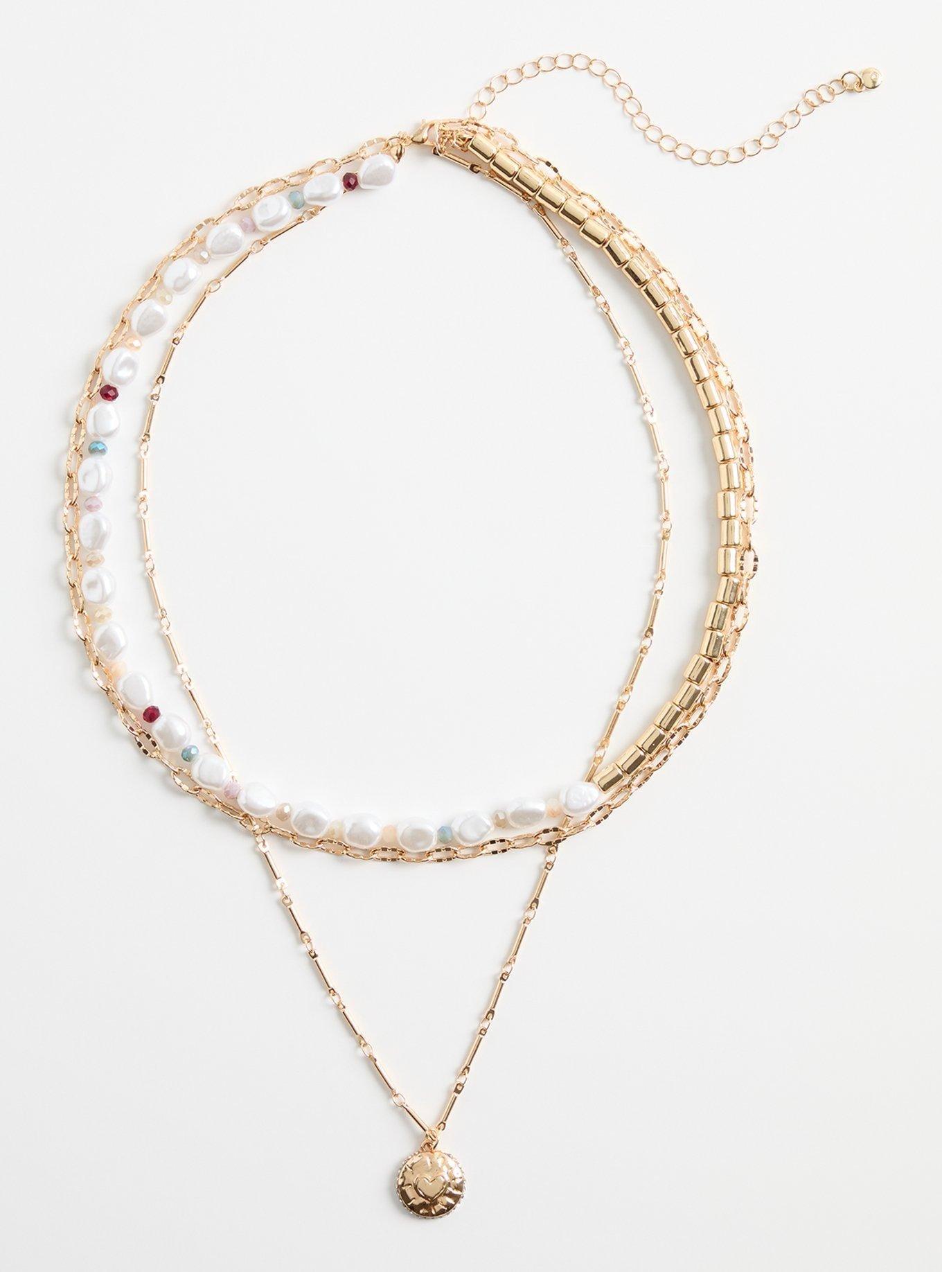 Pearl Disc Layered Necklace