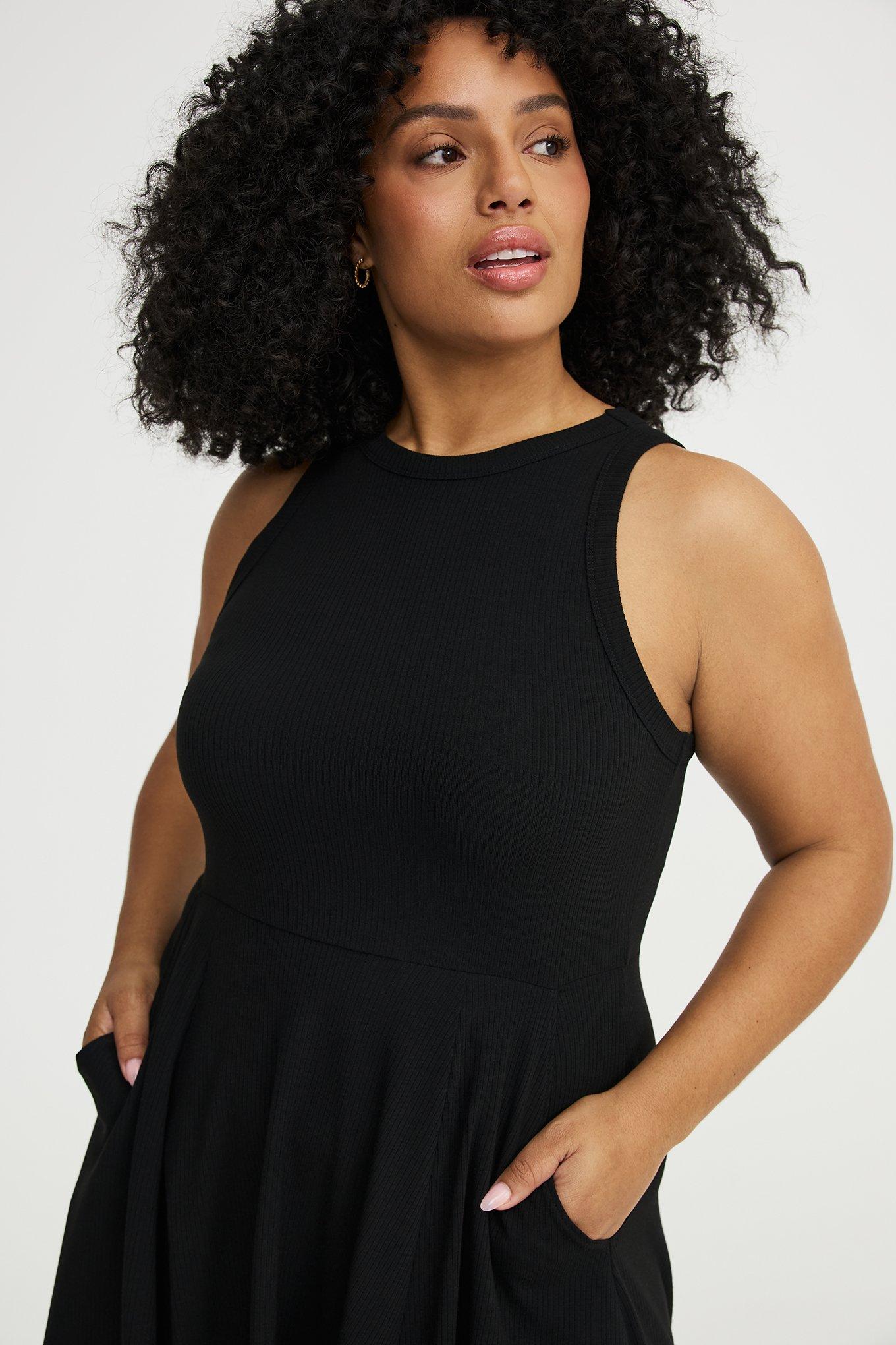 black mini dress size 14 JOAH BROWN Cowl Back Long Sleeve Mini Dress | Black Modal