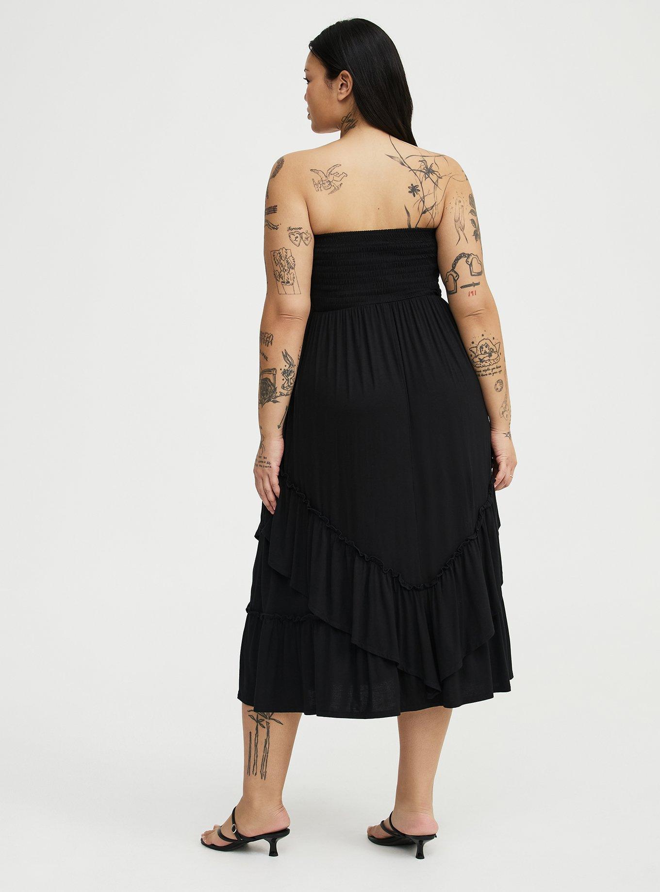 Midi Smocked Tube Dress, DEEP BLACK, alternate