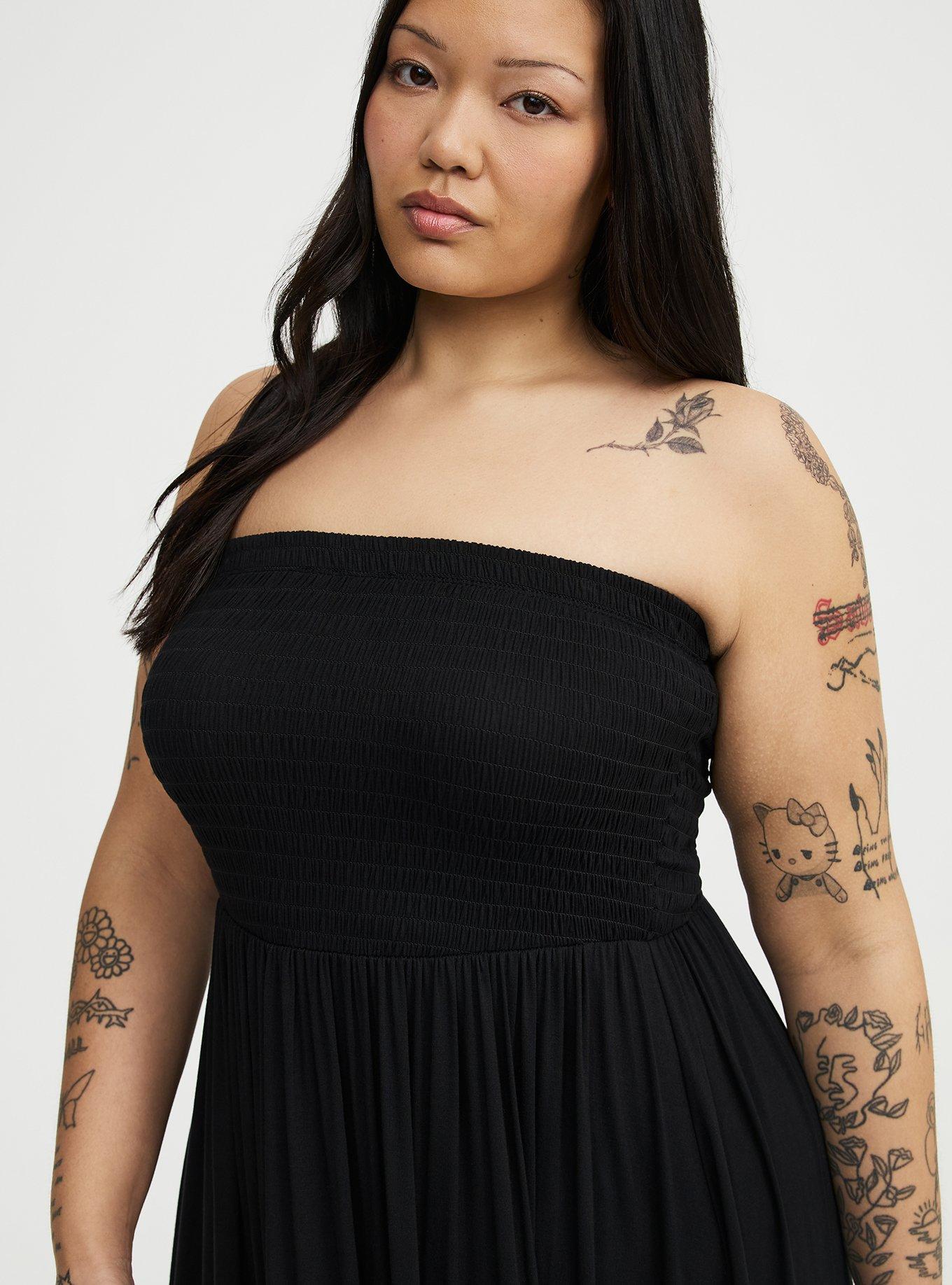 Midi Smocked Tube Dress, DEEP BLACK, alternate