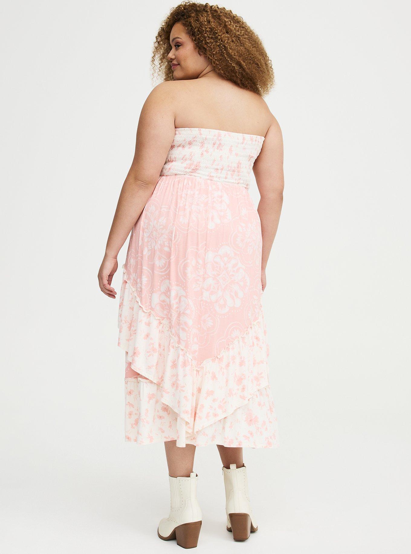 Midi Smocked Tube Dress, RAINING MEDALLIONS PINK, alternate