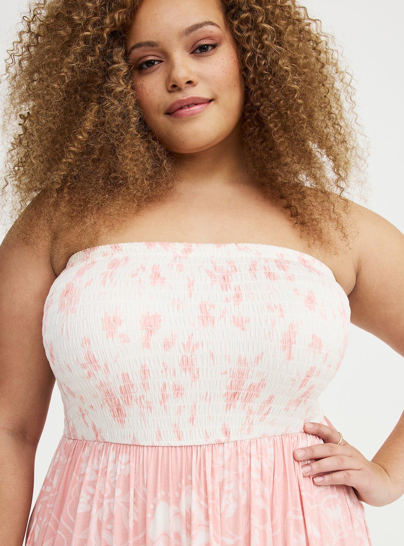 Midi Smocked Tube Dress, RAINING MEDALLIONS PINK, alternate