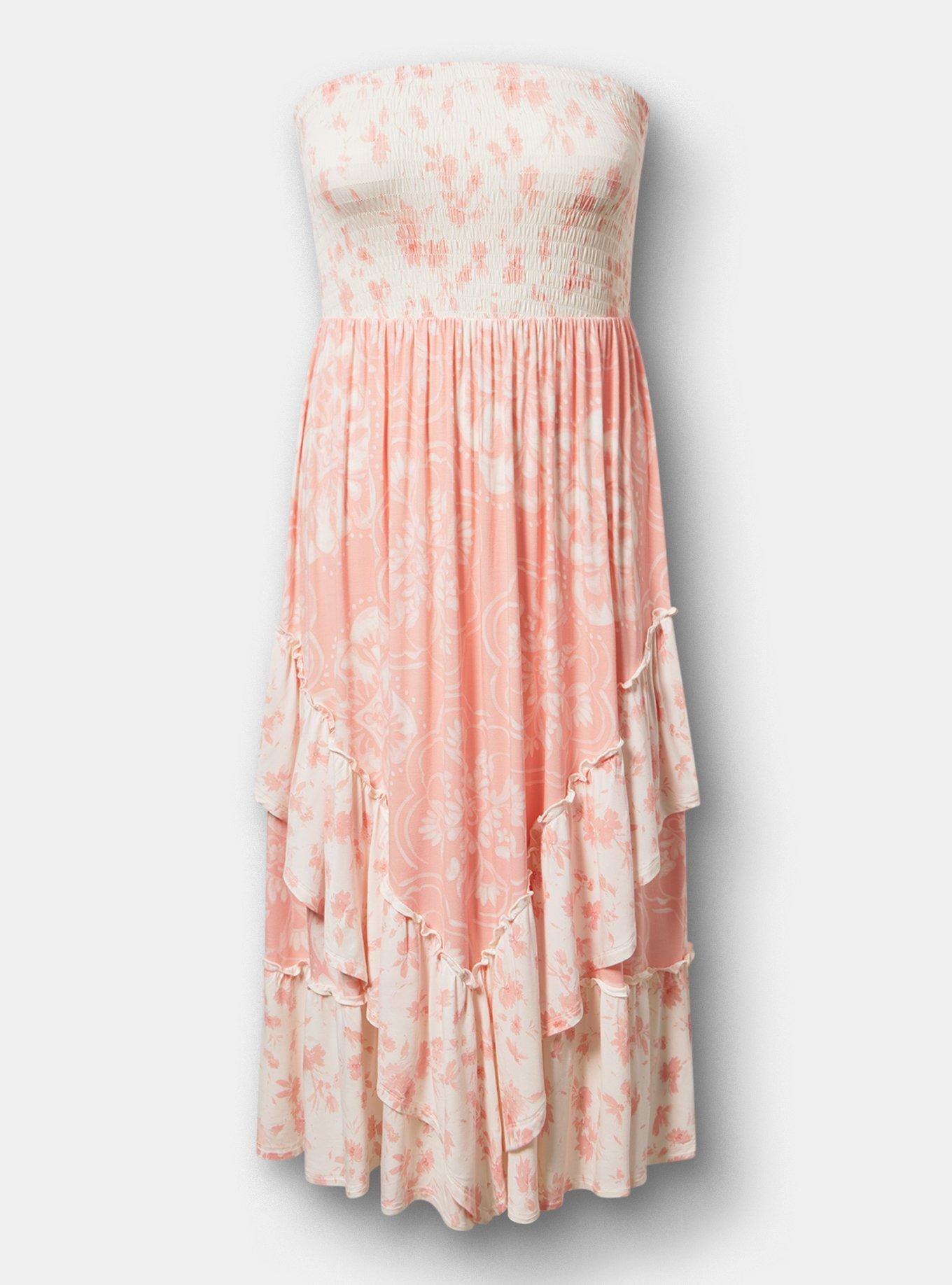 Midi Smocked Tube Dress, RAINING MEDALLIONS PINK, hi-res